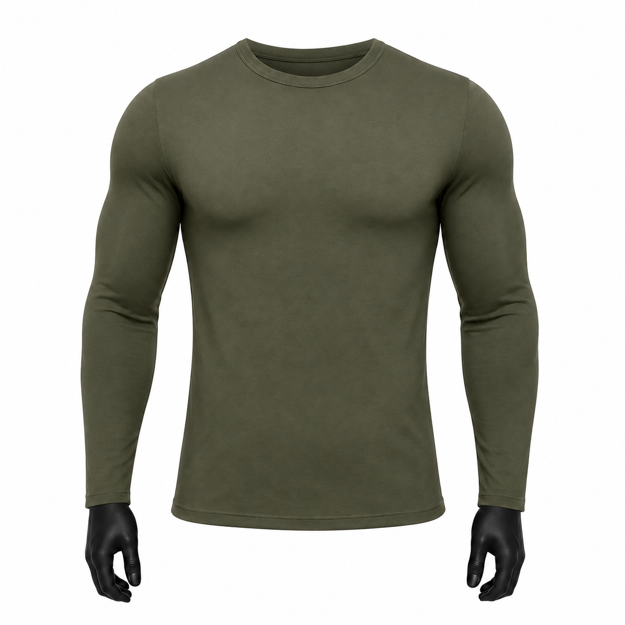 VAREN FORM Solid Long Sleeve Compression Training Top in Olive Green