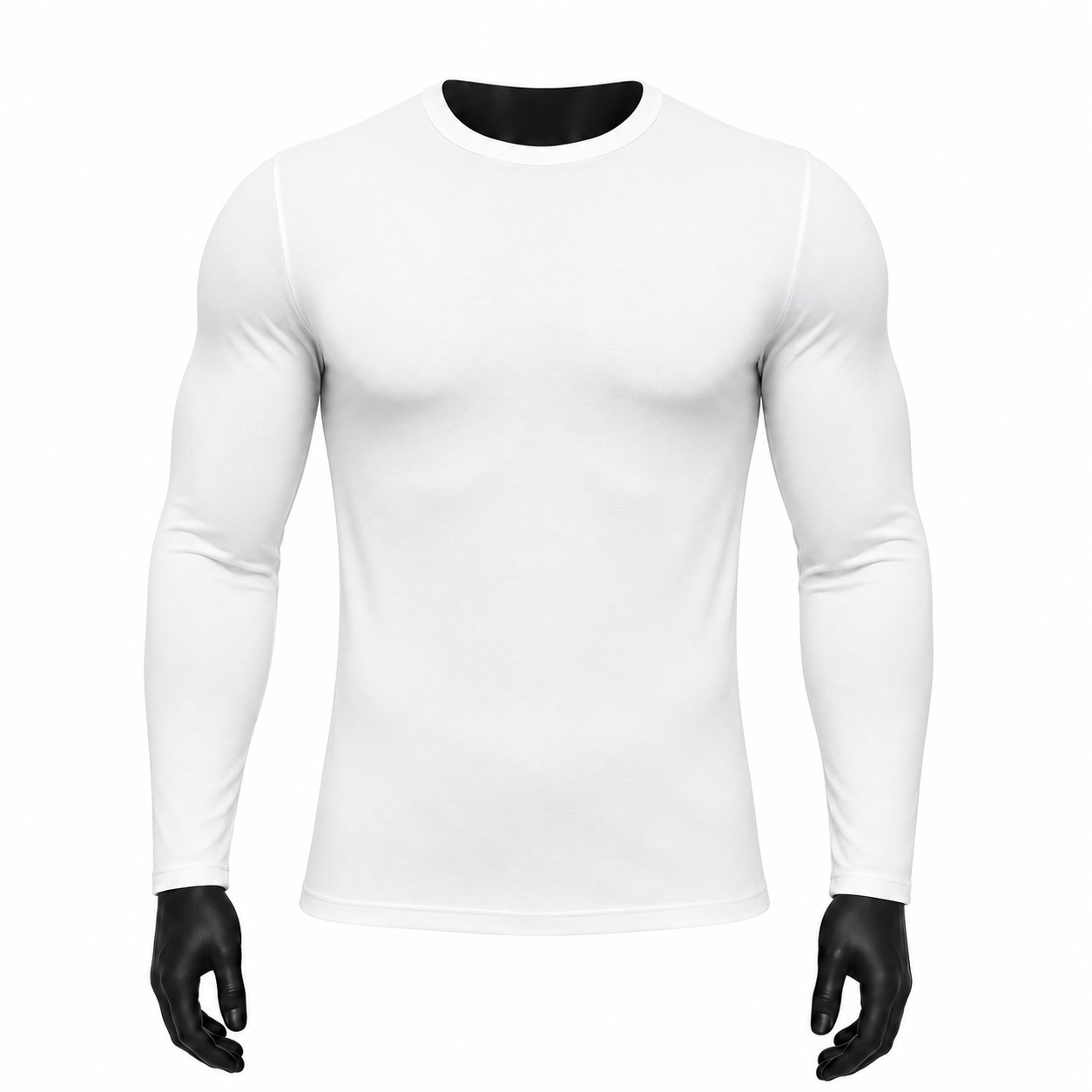 VAREN FORM Solid Long Sleeve Compression Training Top in White for men's gym-to-street wear