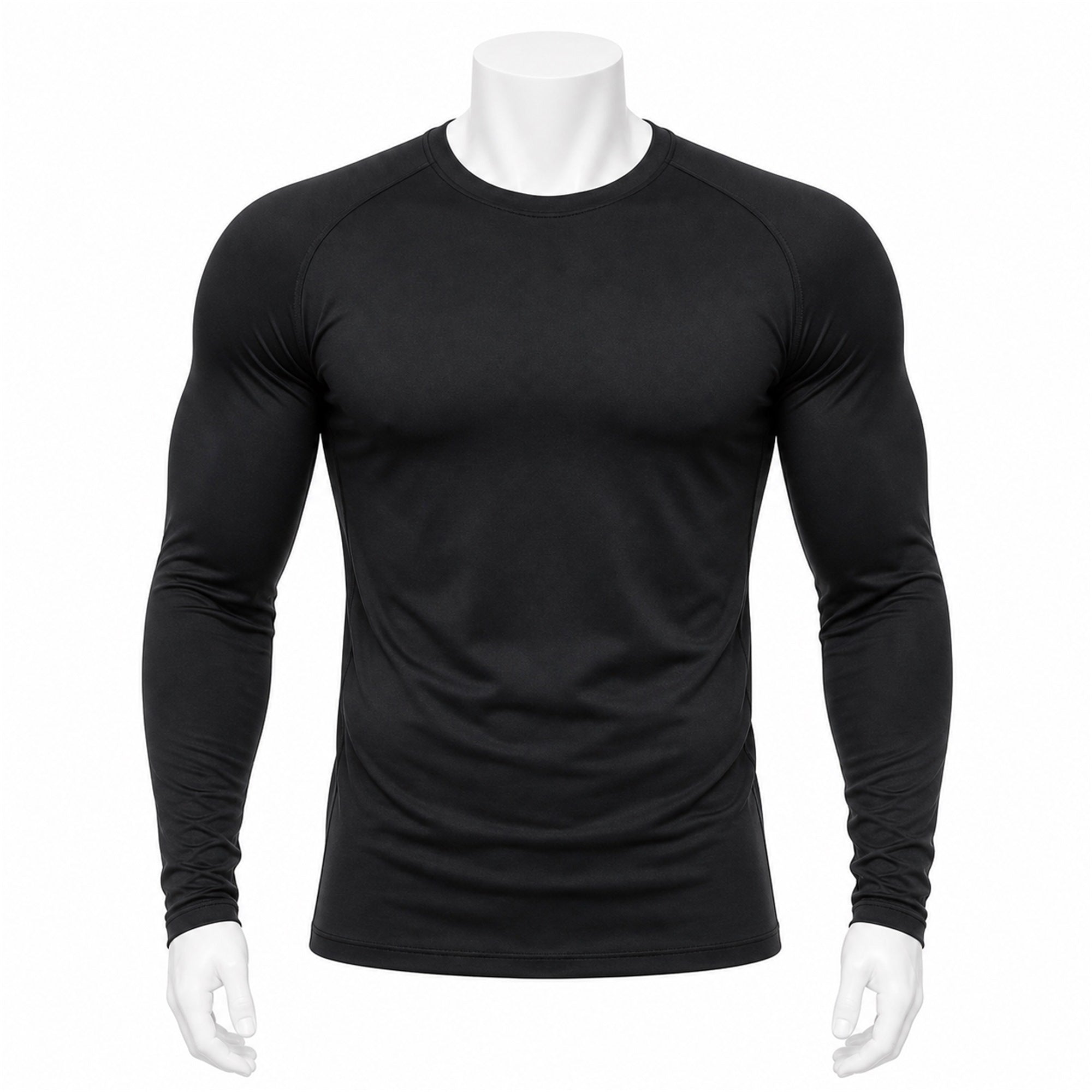 VAREN FORM Solid Long Sleeve Training T-Shirt in Black