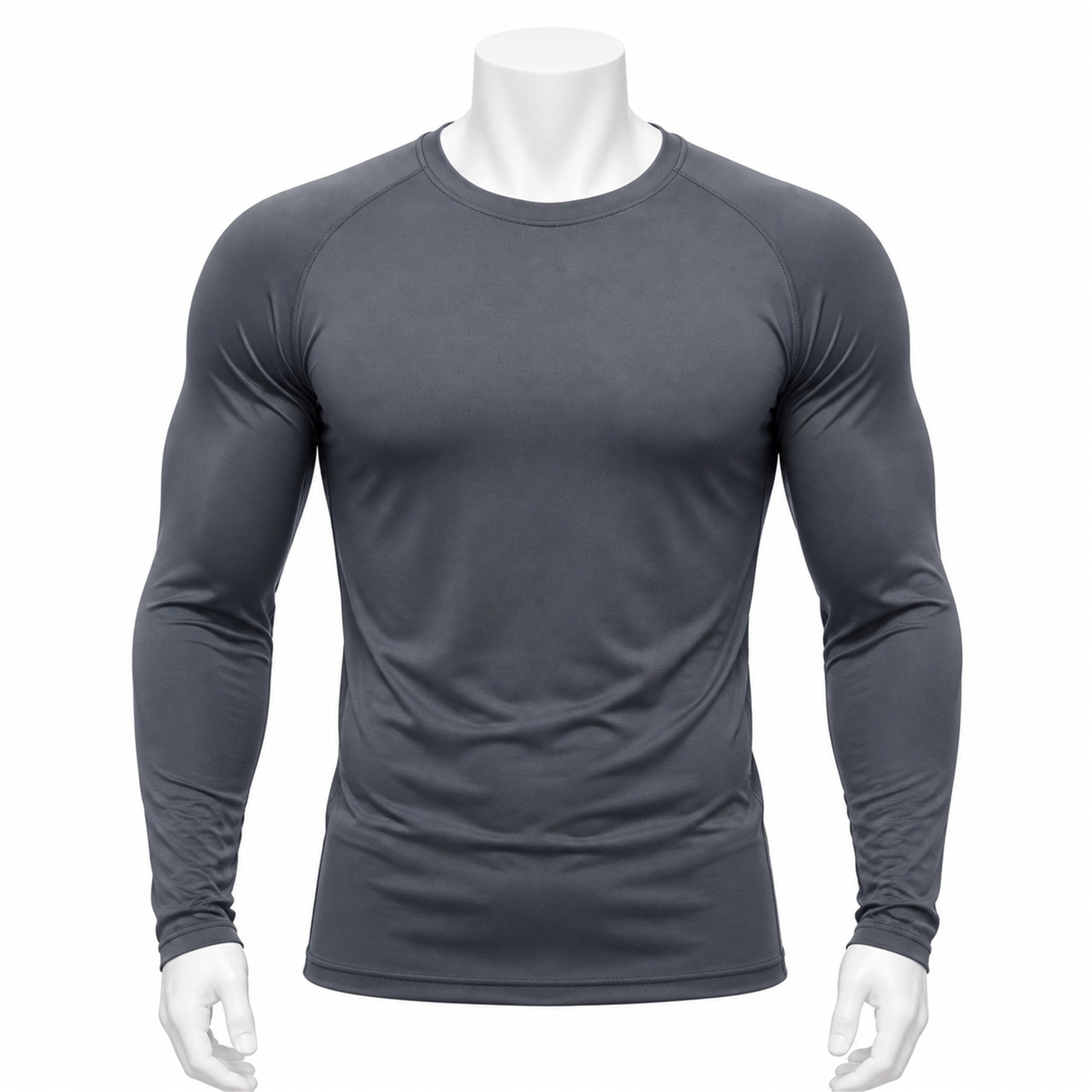 VAREN FORM Solid Long Sleeve Training T-Shirt in Slate Grey for men's gym-to-street wear