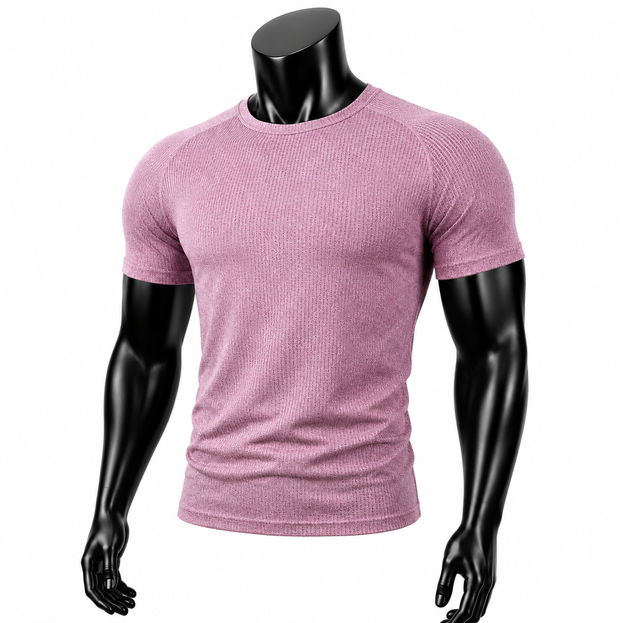 VAREN FORM Solid Quick-Dry Compression Tee in Dusty Pink for men's gym and streetwear