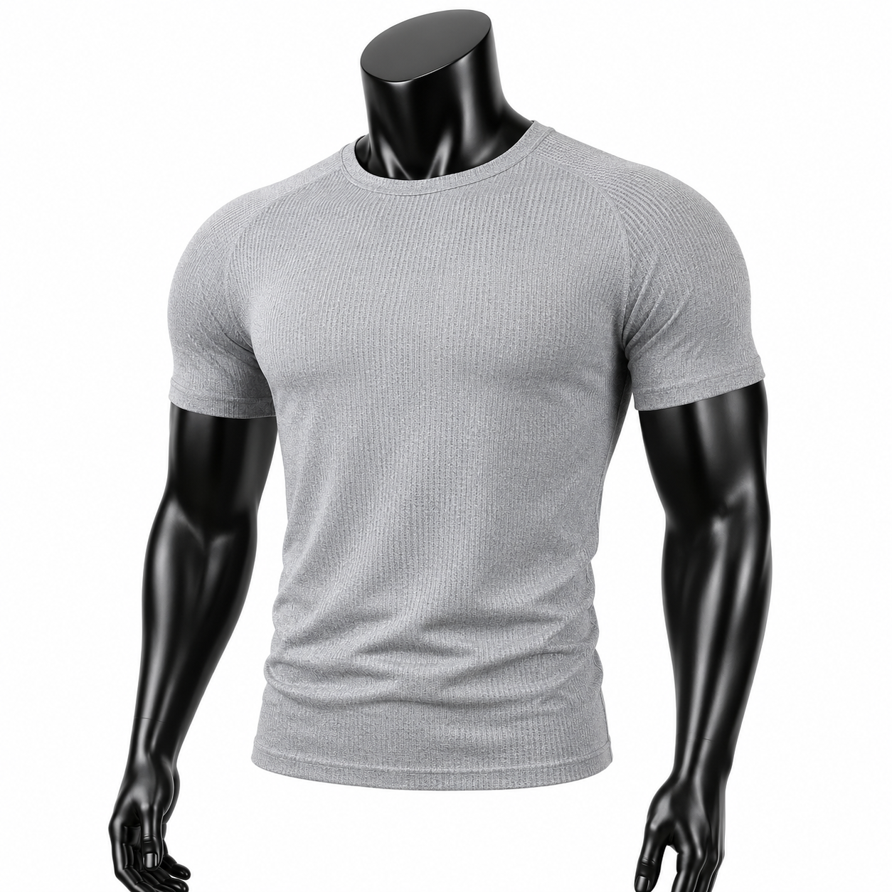 VAREN FORM Solid Quick-Dry Compression Tee in Heather Grey for men's gym and streetwear
