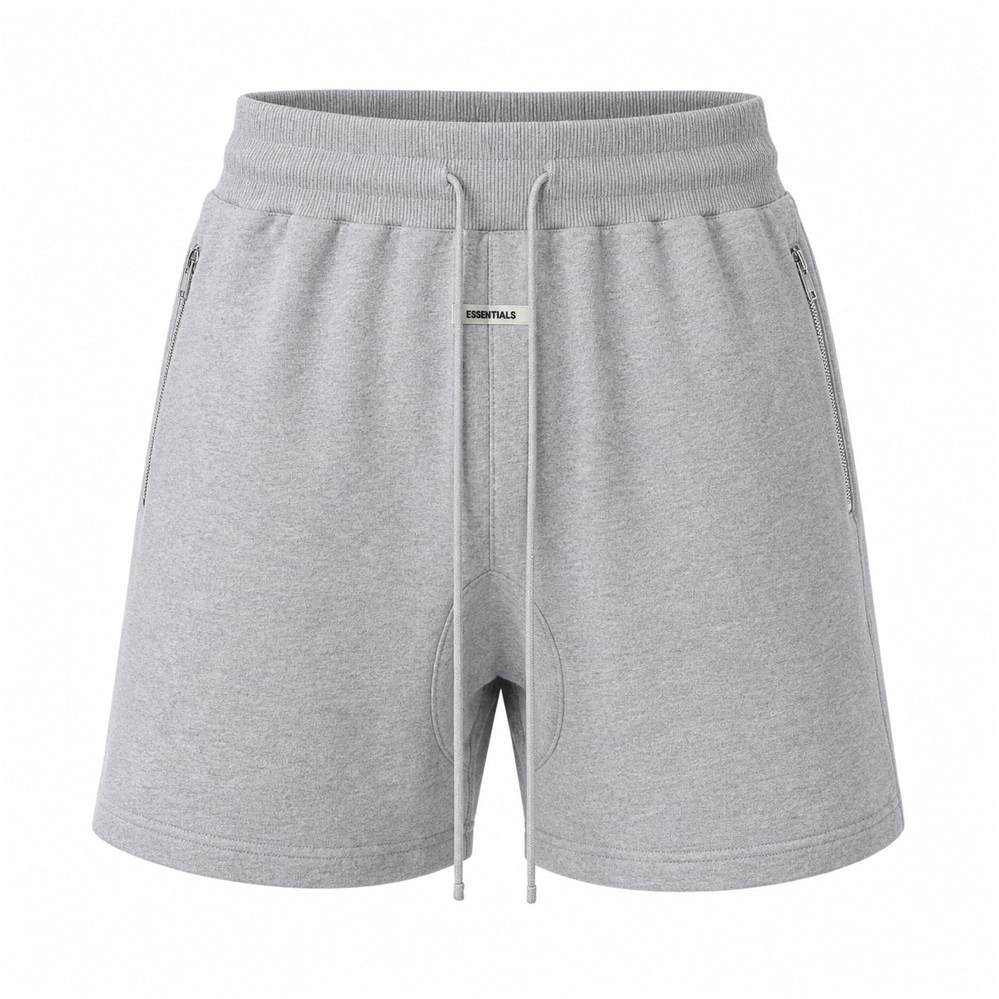 VAREN FORM Terry Zip Pocket Training Shorts in Heather Grey for men's gym-to-street wear