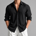 VAREN FORM Textured Solid Long Sleeve Shirt black model front