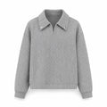Men's Herringbone Open-Collar Sweatshirt in Black & White Herringbone, product view