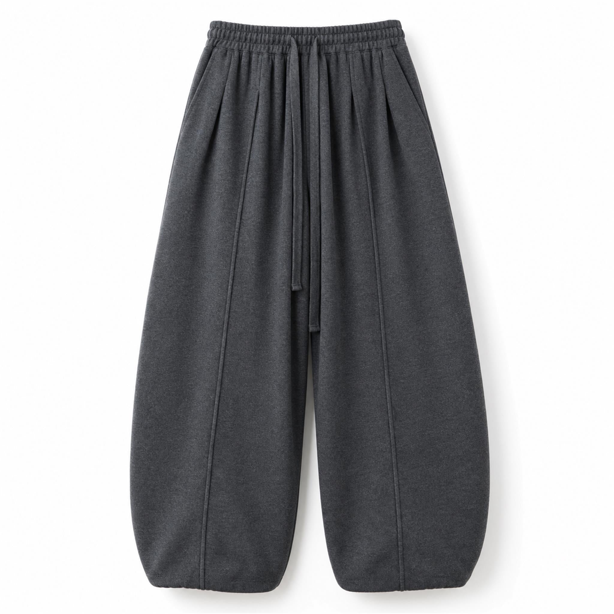 Men's Heavy Cotton Balloon Wide-Leg Pants in Dark Grey, product view
