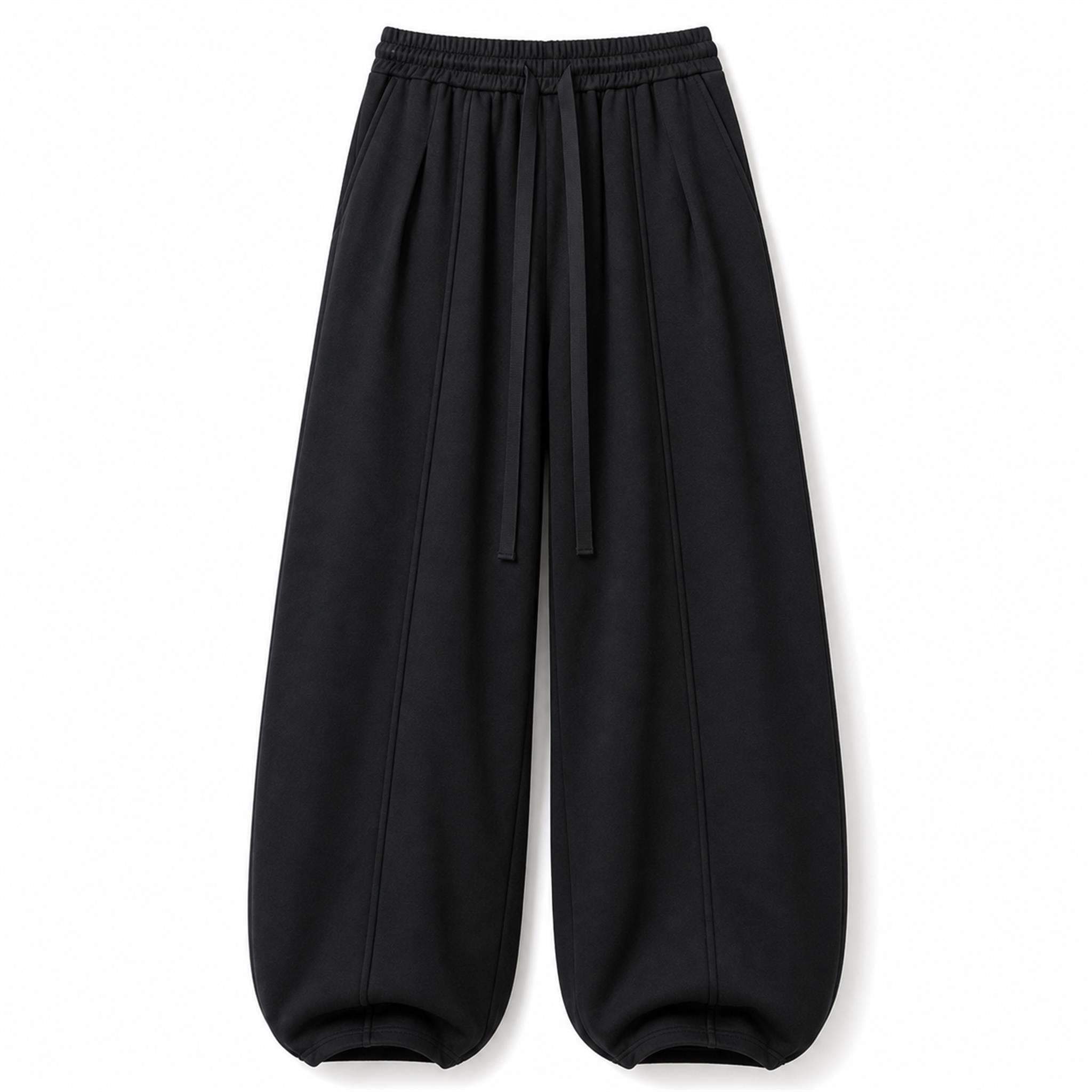 Men's Heavy Cotton Balloon Wide-Leg Pants in Black, product view