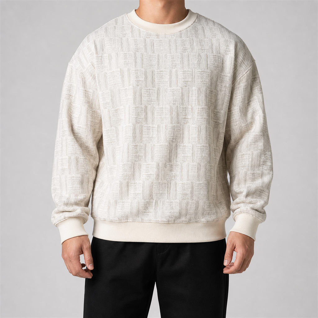 Men's Reversible Plaid Collar Jacket in Ivory, model view