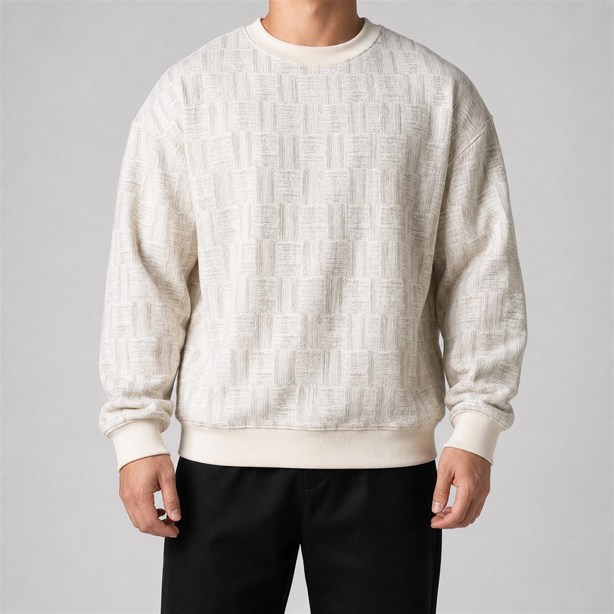 Men's Reversible Plaid Collar Jacket in Ivory, model view