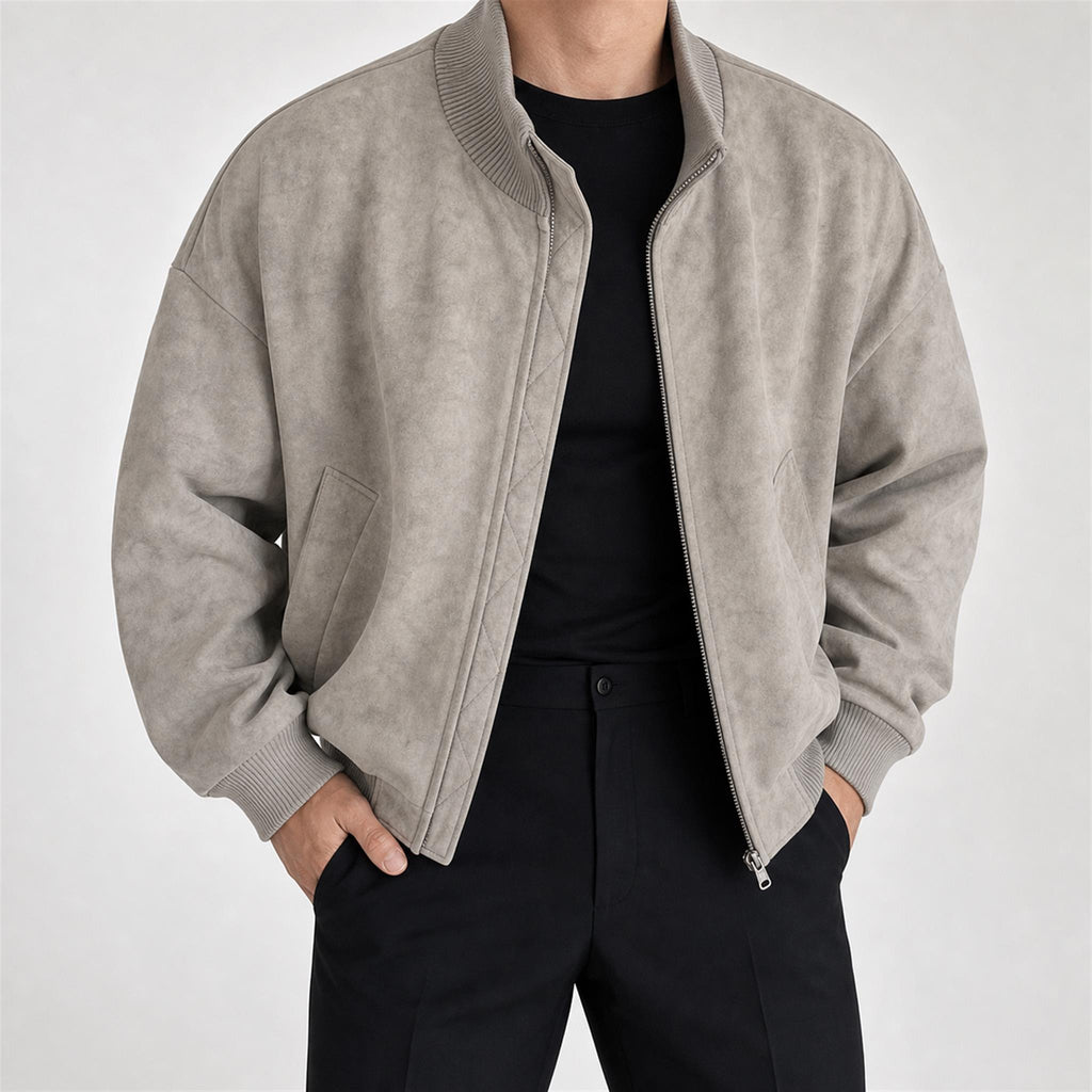 Men's Heavy Cotton Balloon Wide-Leg Pants in Grey, model view