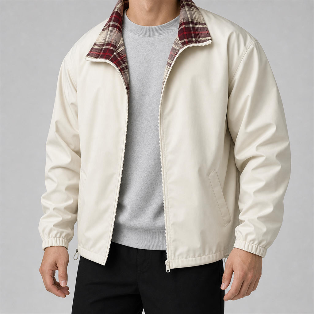 Men's Textured Cable Crewneck Sweatshirt in Ivory, model view
