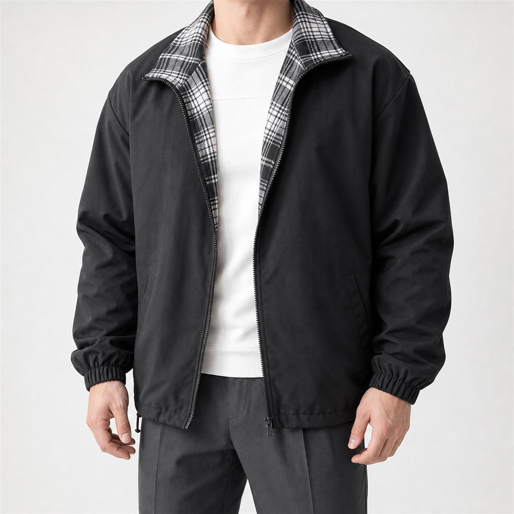 Men's Textured Cable Crewneck Sweatshirt in Black, model view