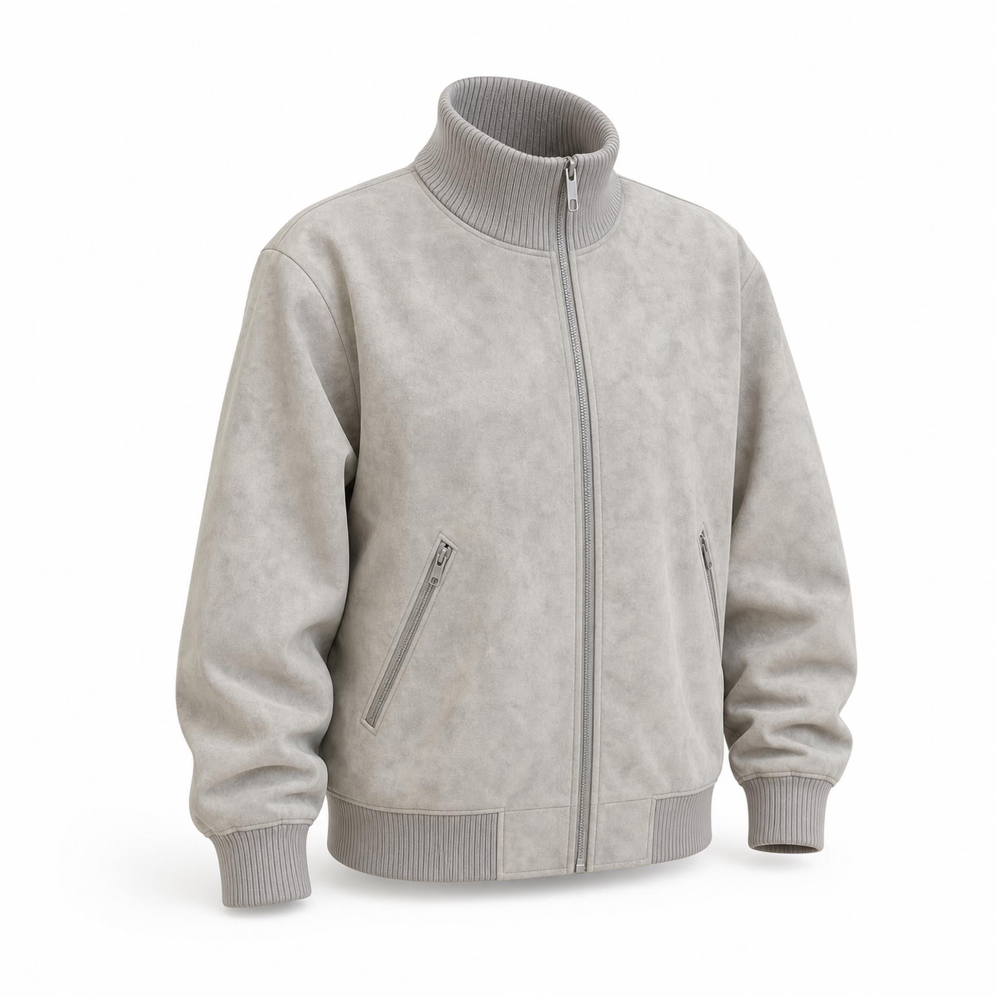 Men's Washed Suede-Effect Bomber Jacket in Grey, product view