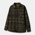 Men's Geometric Wool-Blend Overshirt in Deep Brown Green, product view
