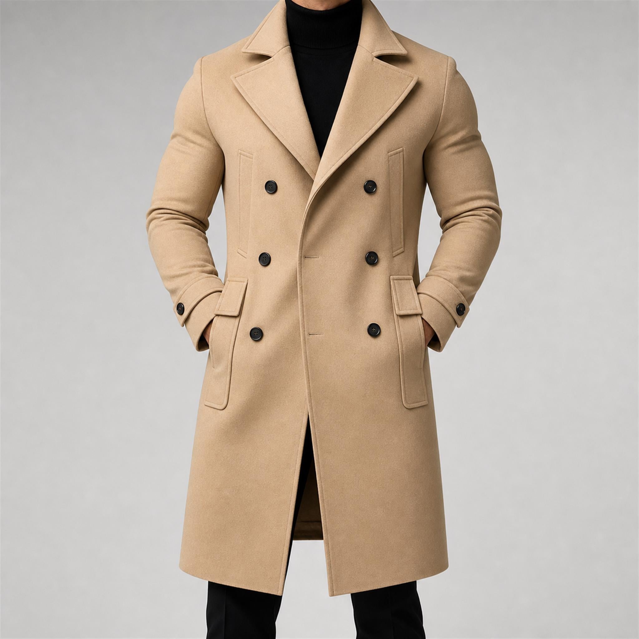 Men's 420g Contrast-Piped Zip Hoodie in Khaki, model view