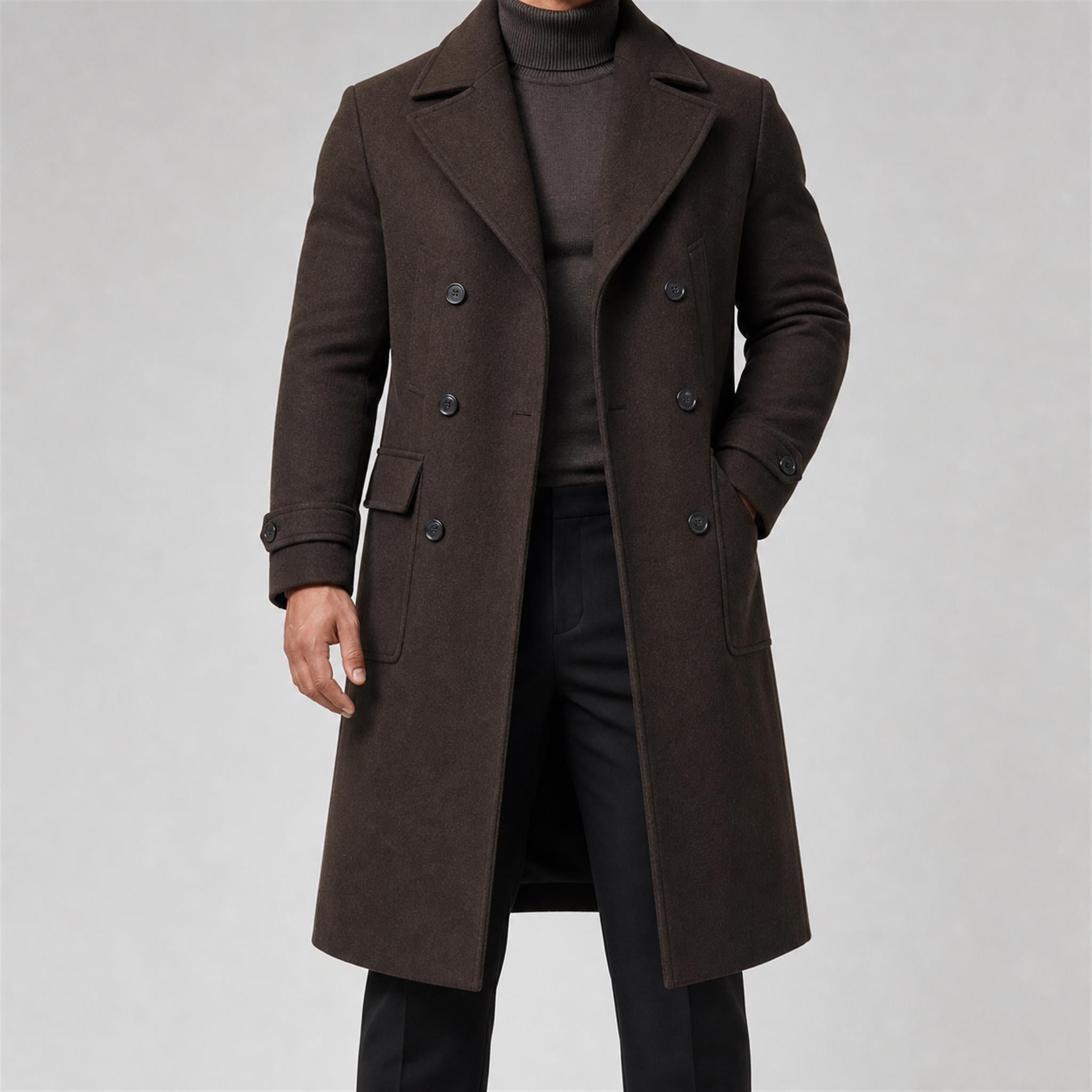 Men's 420g Contrast-Piped Zip Hoodie in Coffee Brown, model view