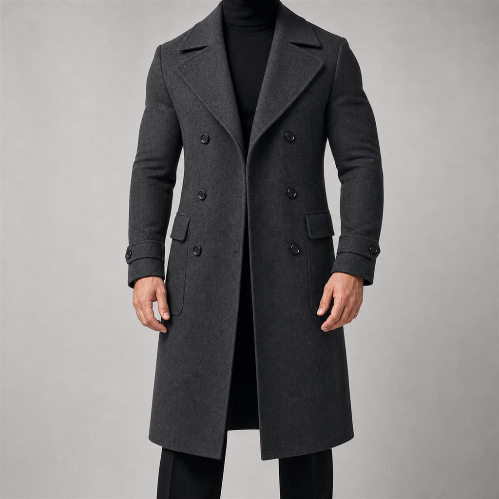 Men's 420g Contrast-Piped Zip Hoodie in Dark Grey, model view