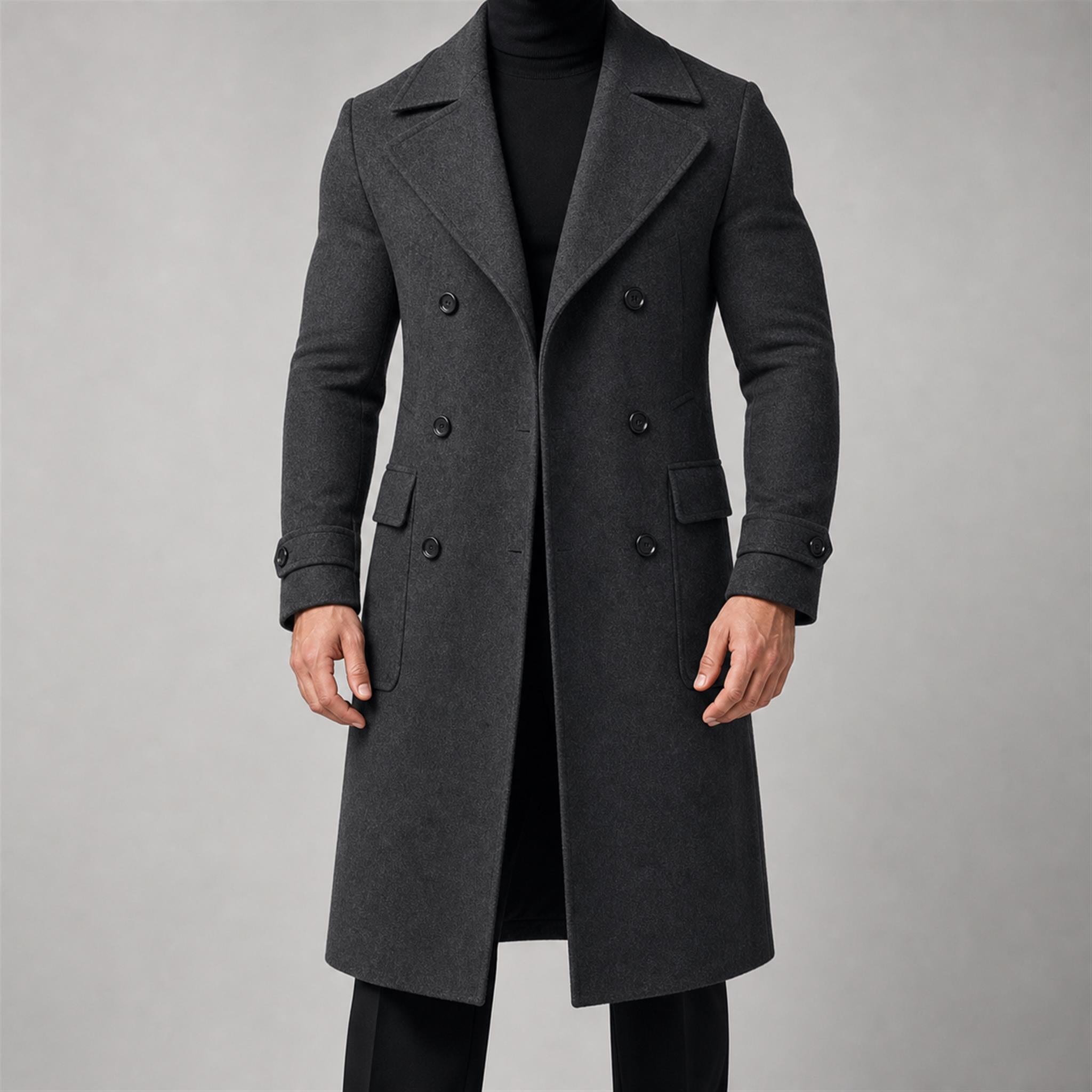 Men's 420g Contrast-Piped Zip Hoodie in Dark Grey, model view