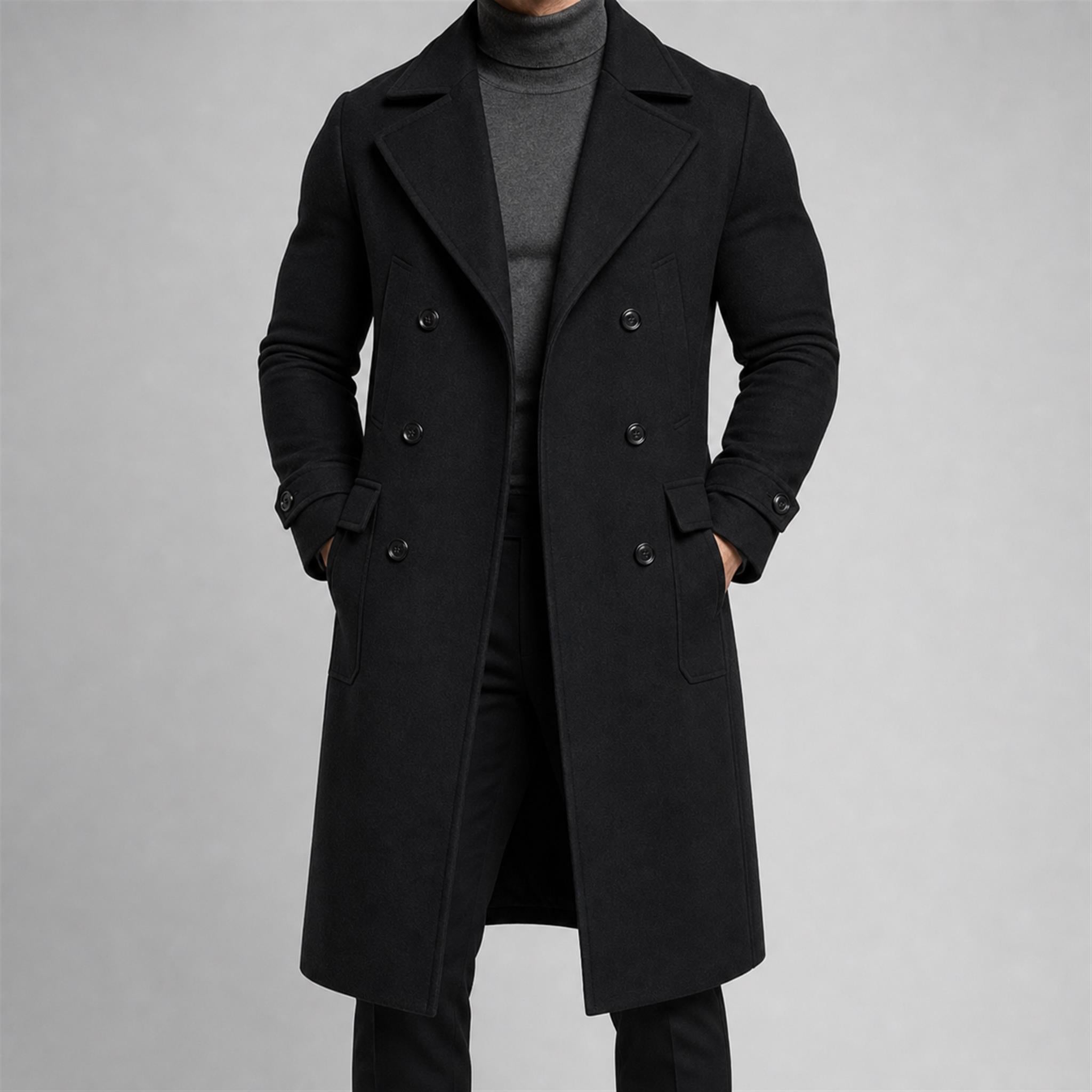 Men's 420g Contrast-Piped Zip Hoodie in Black, model view
