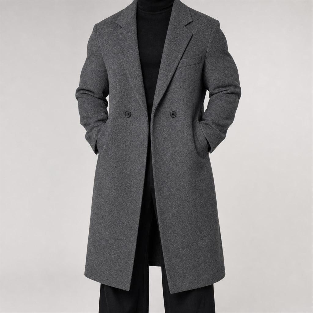 Men's Layered Plaid Collar Casual Jacket in Grey, model view