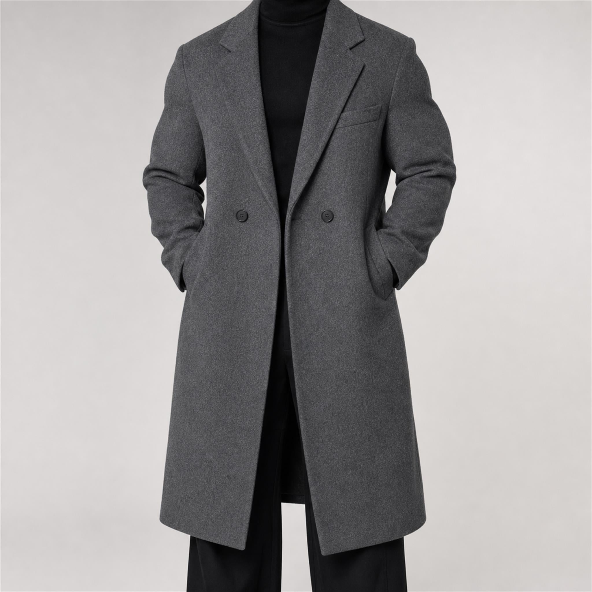 Men's Layered Plaid Collar Casual Jacket in Grey, model view