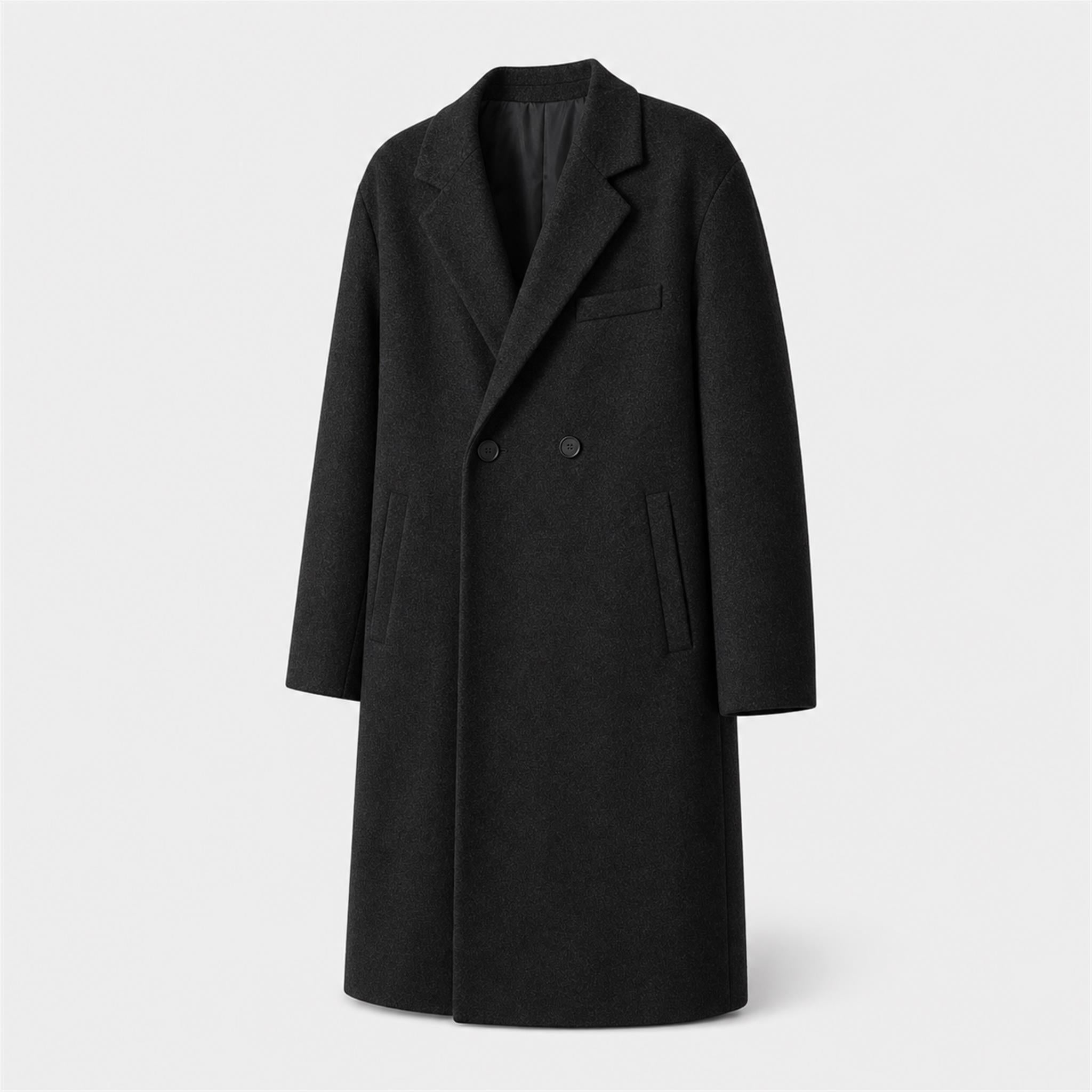 Men's Layered Plaid Collar Casual Jacket in Black, product view