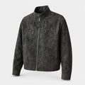 Men's Double-Breasted Wool-Blend Long Coat in Distressed Charcoal, product view