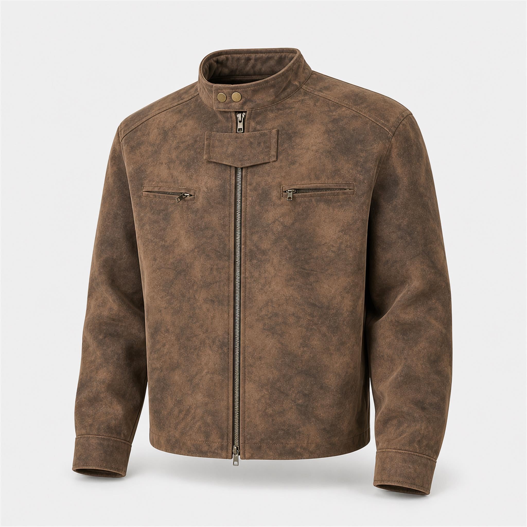 Men's Double-Breasted Wool-Blend Long Coat in Vintage Brown, product view