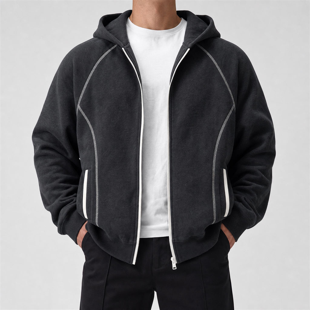 Men's Brushed Check Jacquard Shirt in Charcoal Black, model view