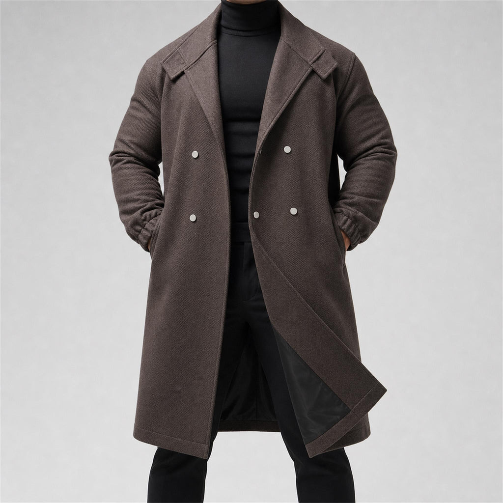 Men's Vintage PU Leather Moto Jacket in Coffee Brown, model view