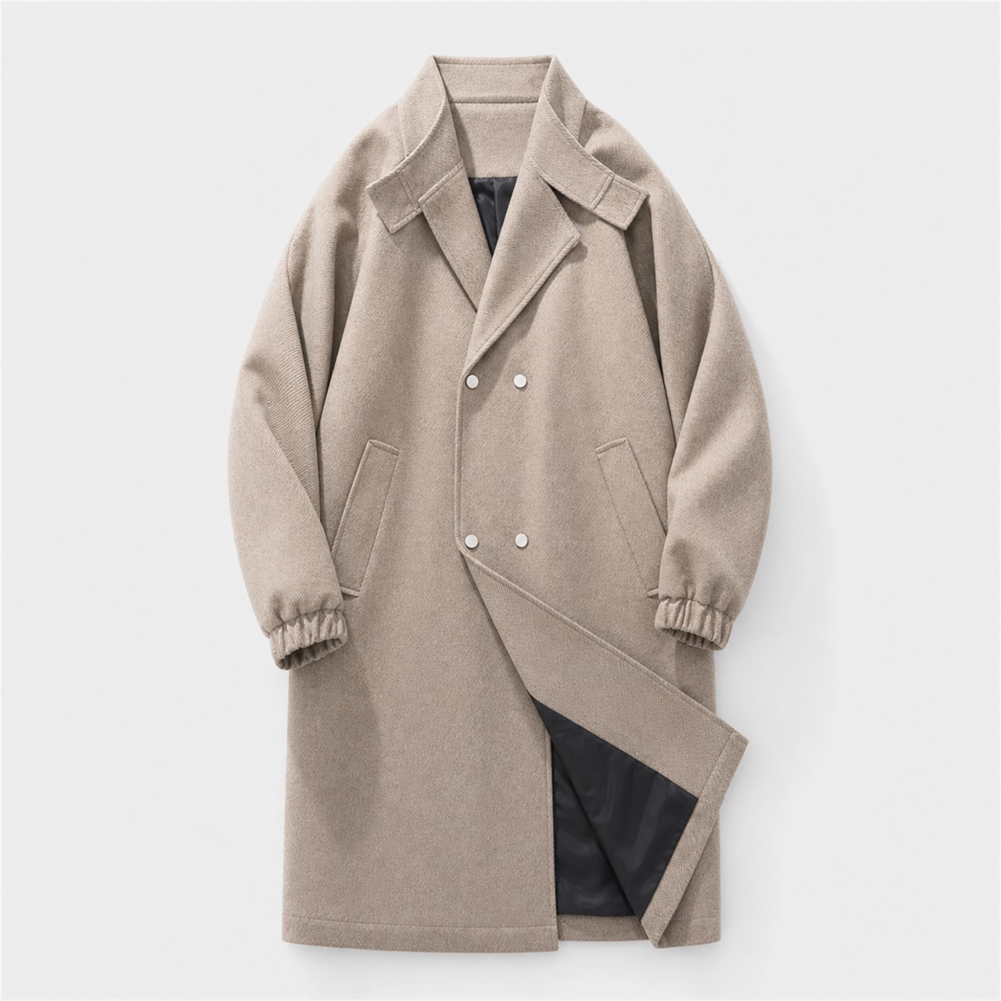 Men's Vintage PU Leather Moto Jacket in Oat Beige, product view