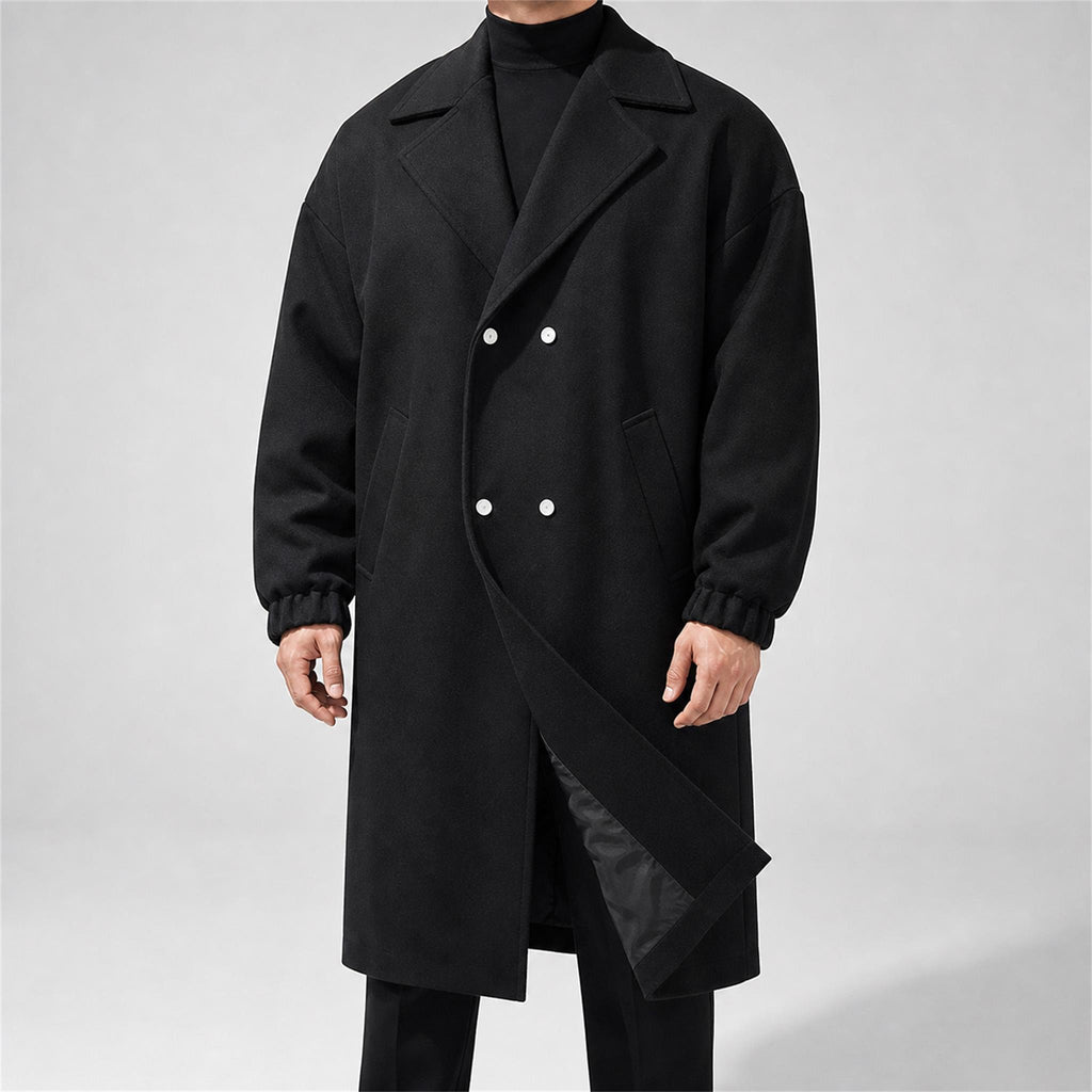 Men's Vintage PU Leather Moto Jacket in Black, model view