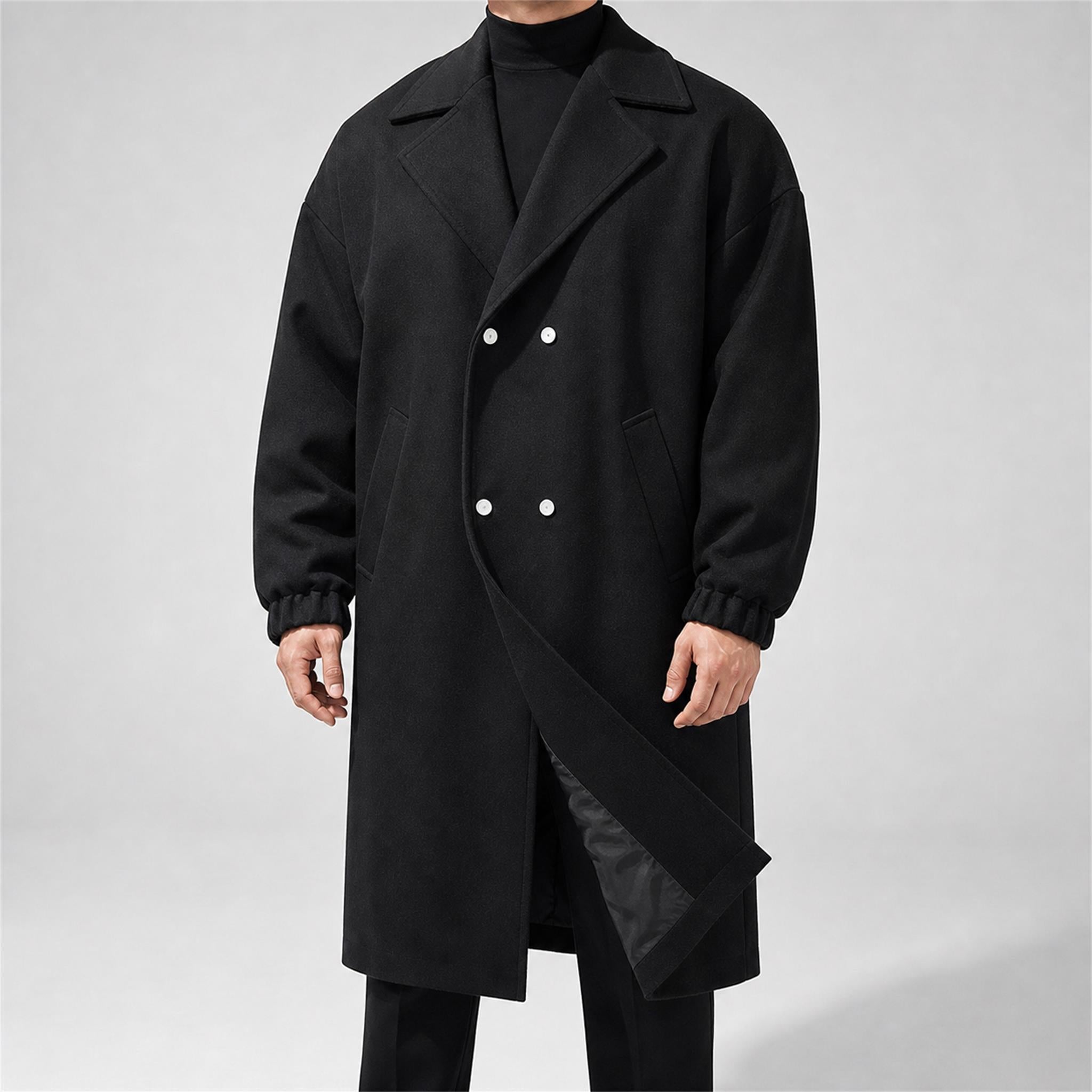 Men's Vintage PU Leather Moto Jacket in Black, model view