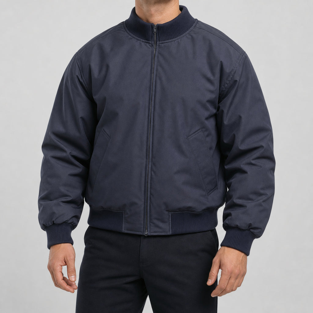 Men's Textured Wide-Leg Casual Pants in Navy, model view