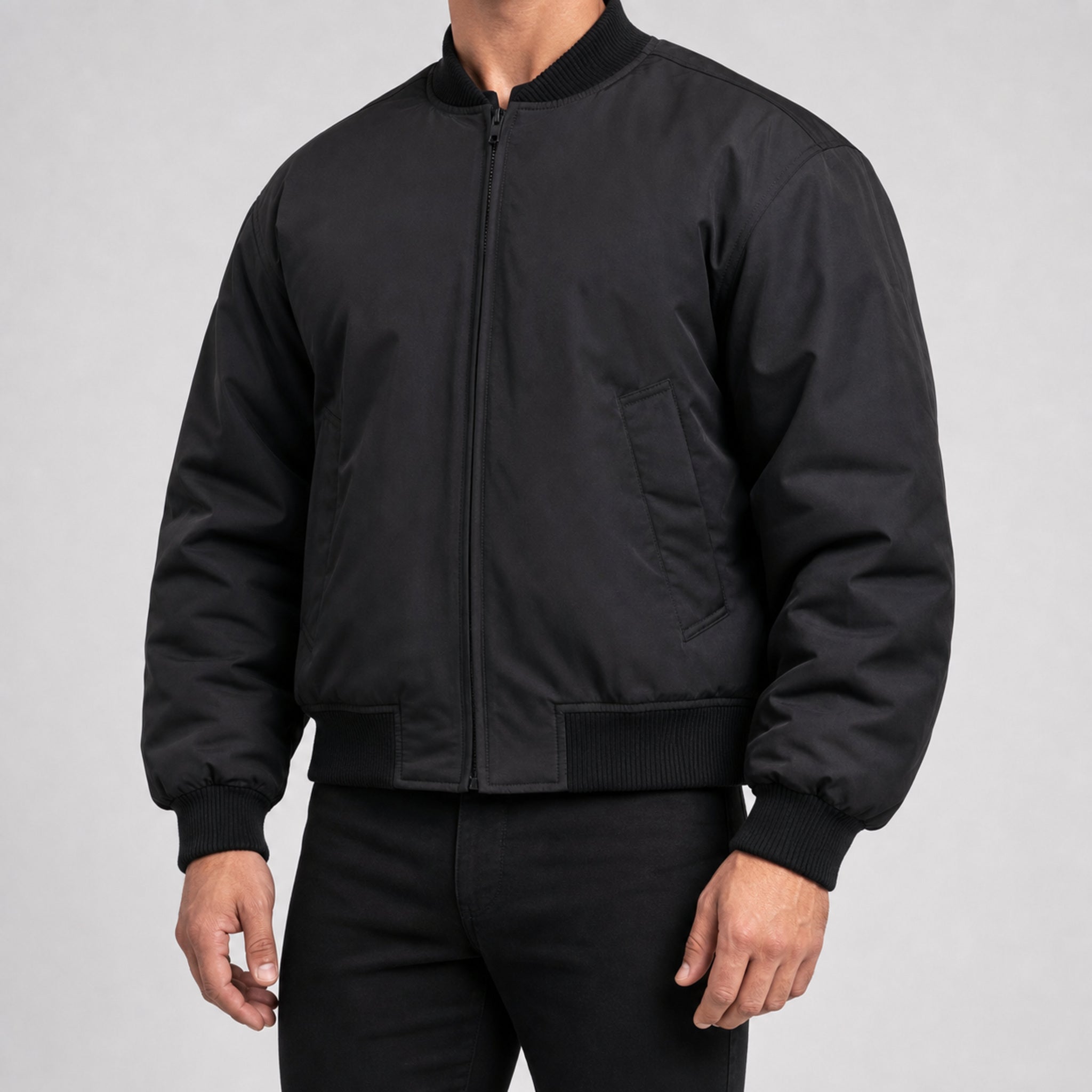 Men's Textured Wide-Leg Casual Pants in Black, model view