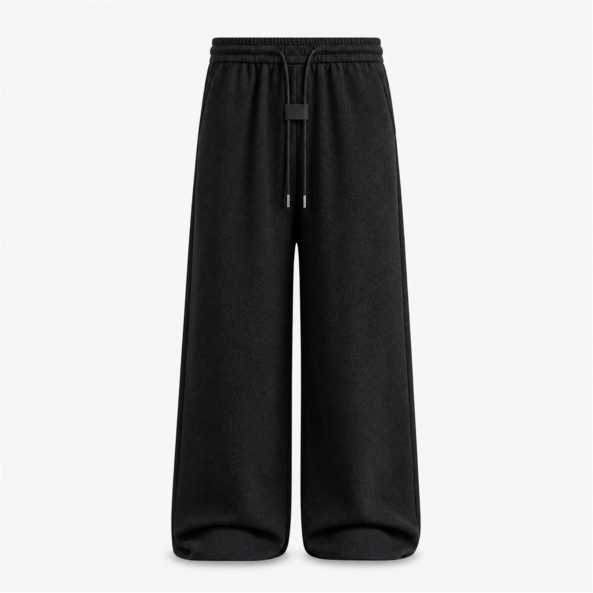 Men's Textured Wide-Leg Casual Pants in Black, product view