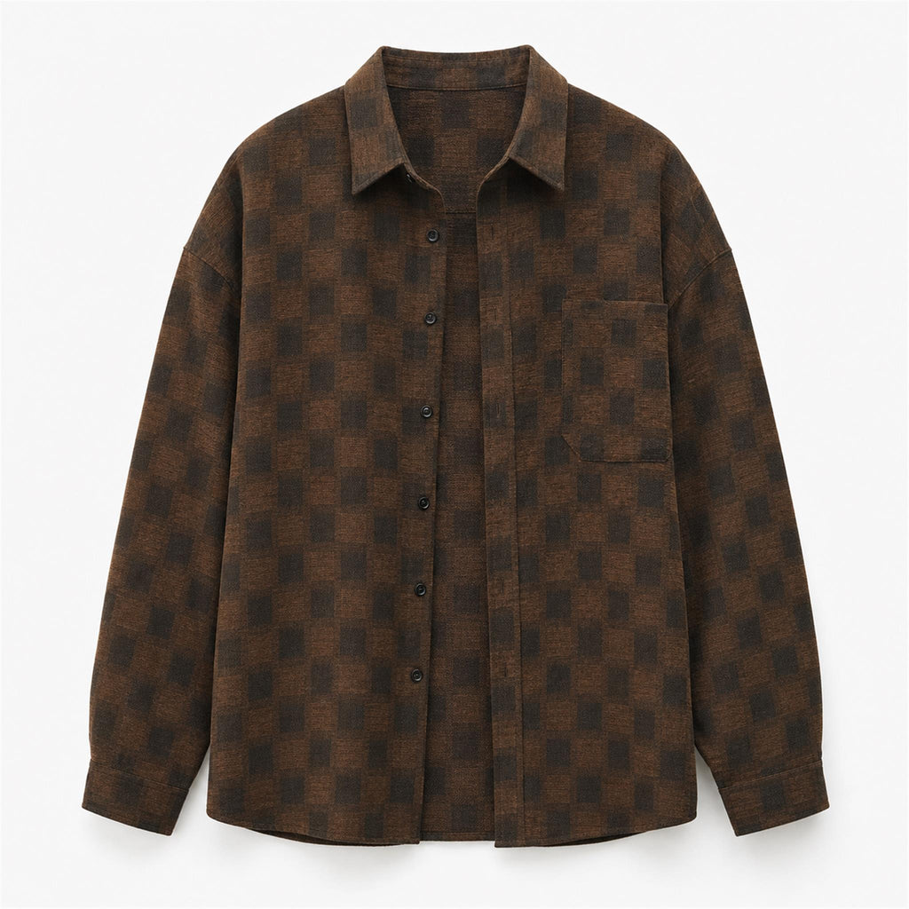 Men's Patchwork Washed PU Barn Jacket in Brown, product view