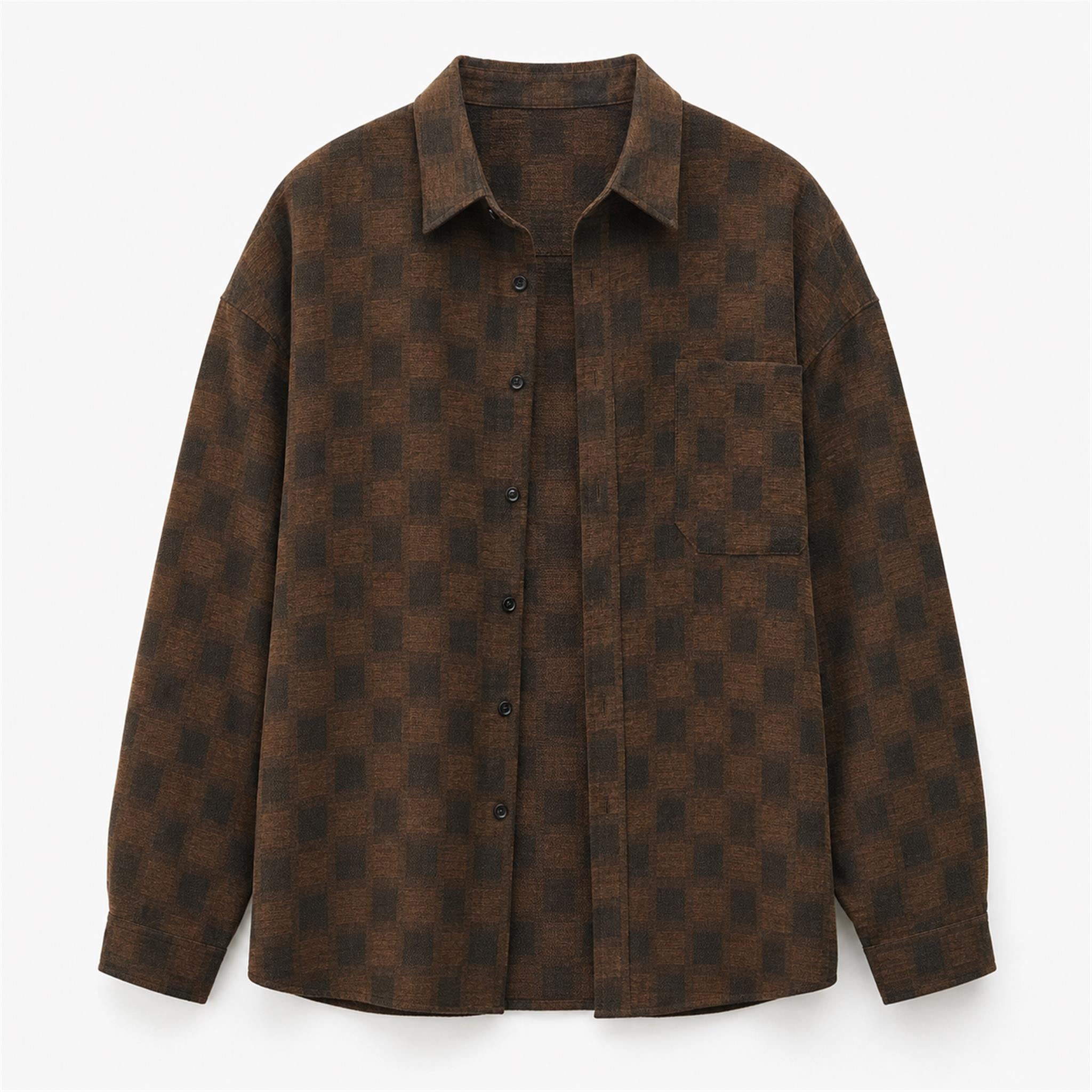 Men's Patchwork Washed PU Barn Jacket in Brown, product view