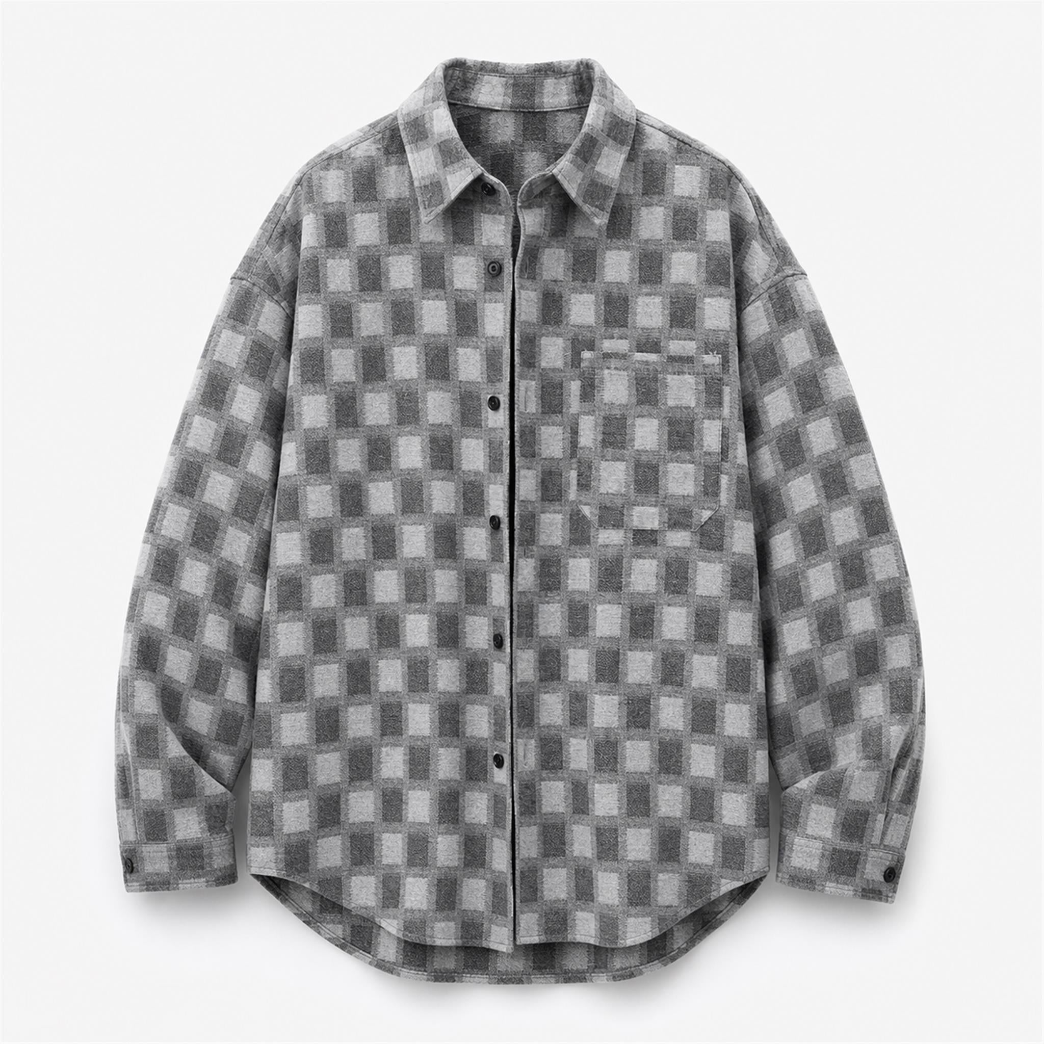 Men's Patchwork Washed PU Barn Jacket in Grey, product view