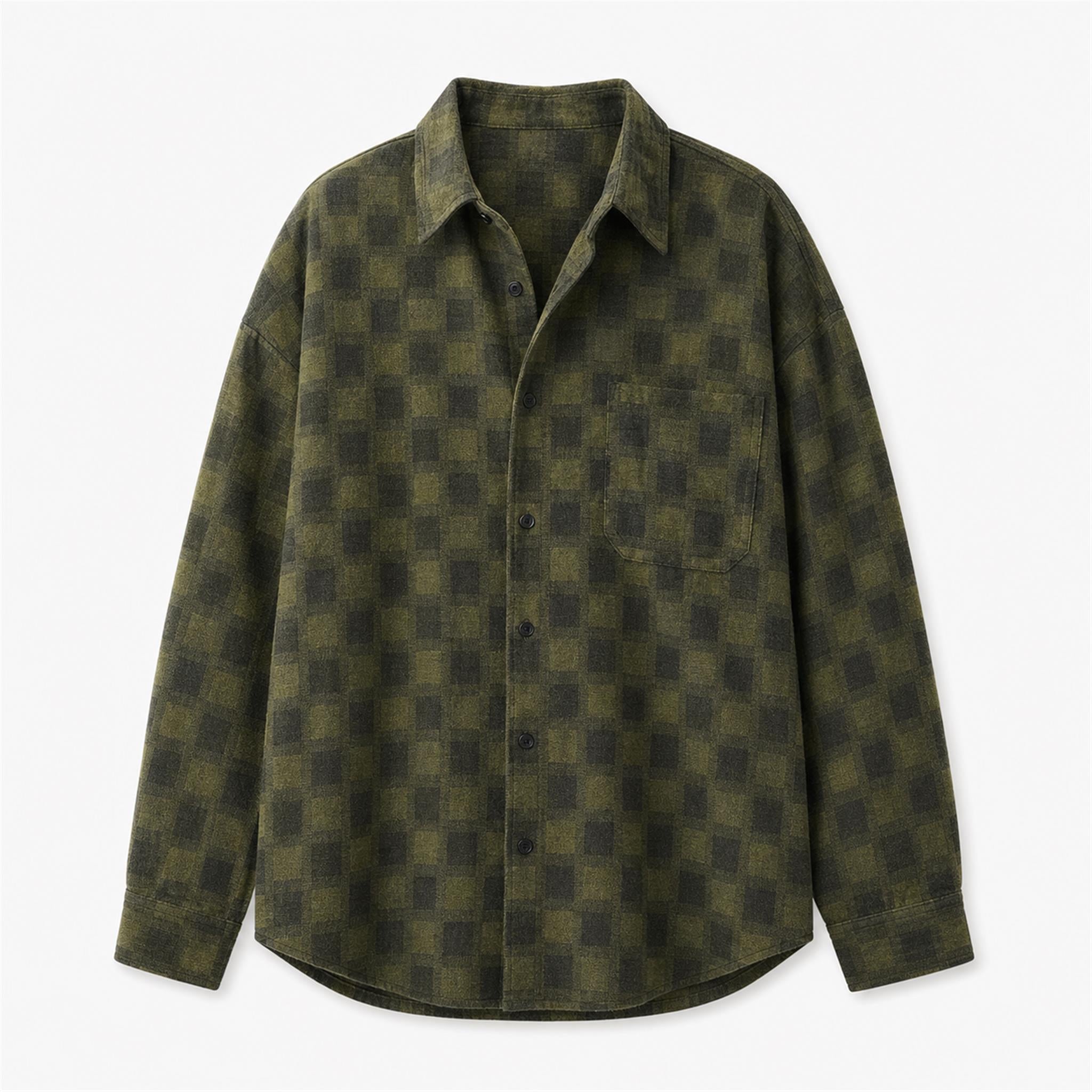 Men's Patchwork Washed PU Barn Jacket in Green, product view