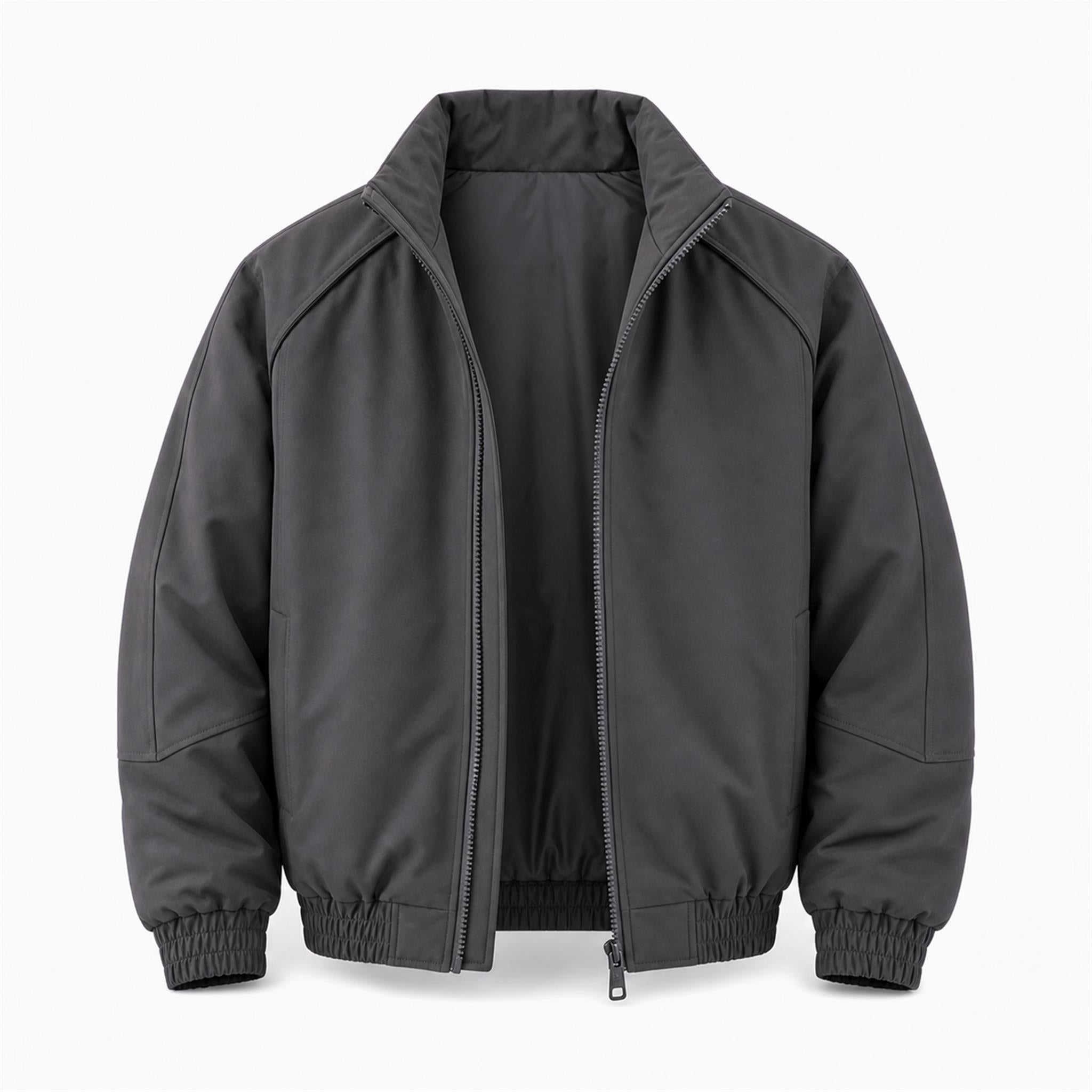 Men's Pleated Studded Collared Jacket in Dark Grey, product view