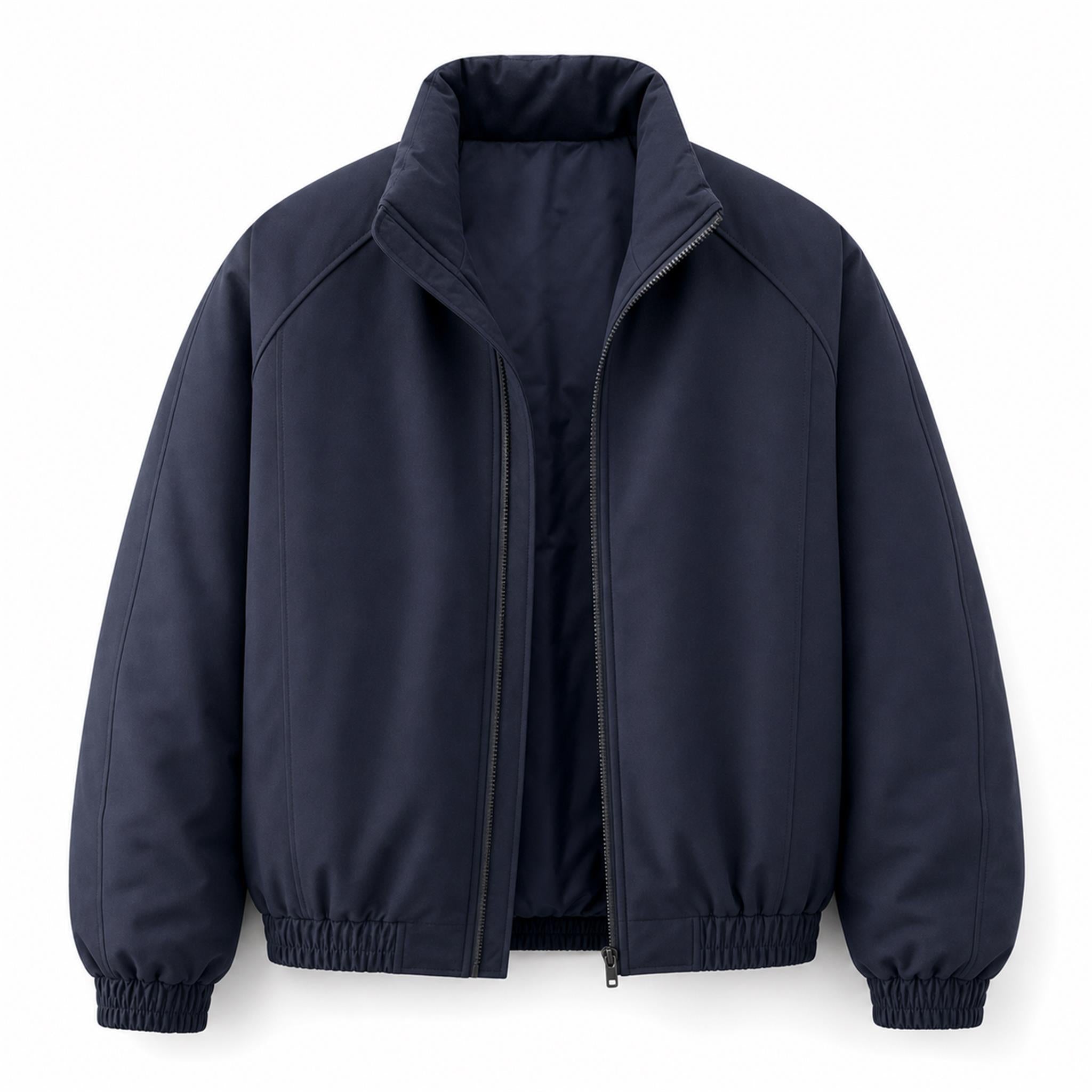 Men's Pleated Studded Collared Jacket in Navy, product view