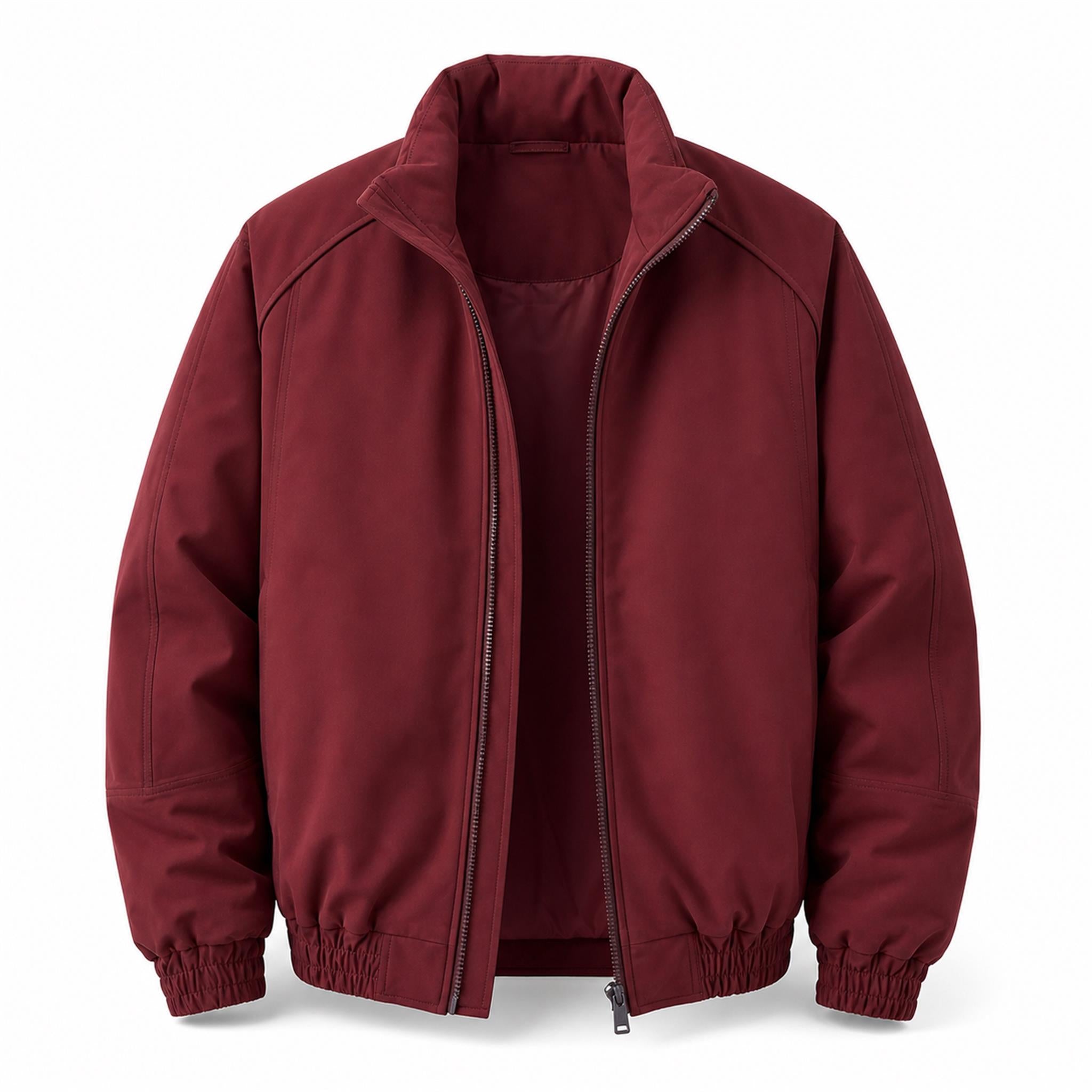 Men's Pleated Studded Collared Jacket in Burgundy, product view