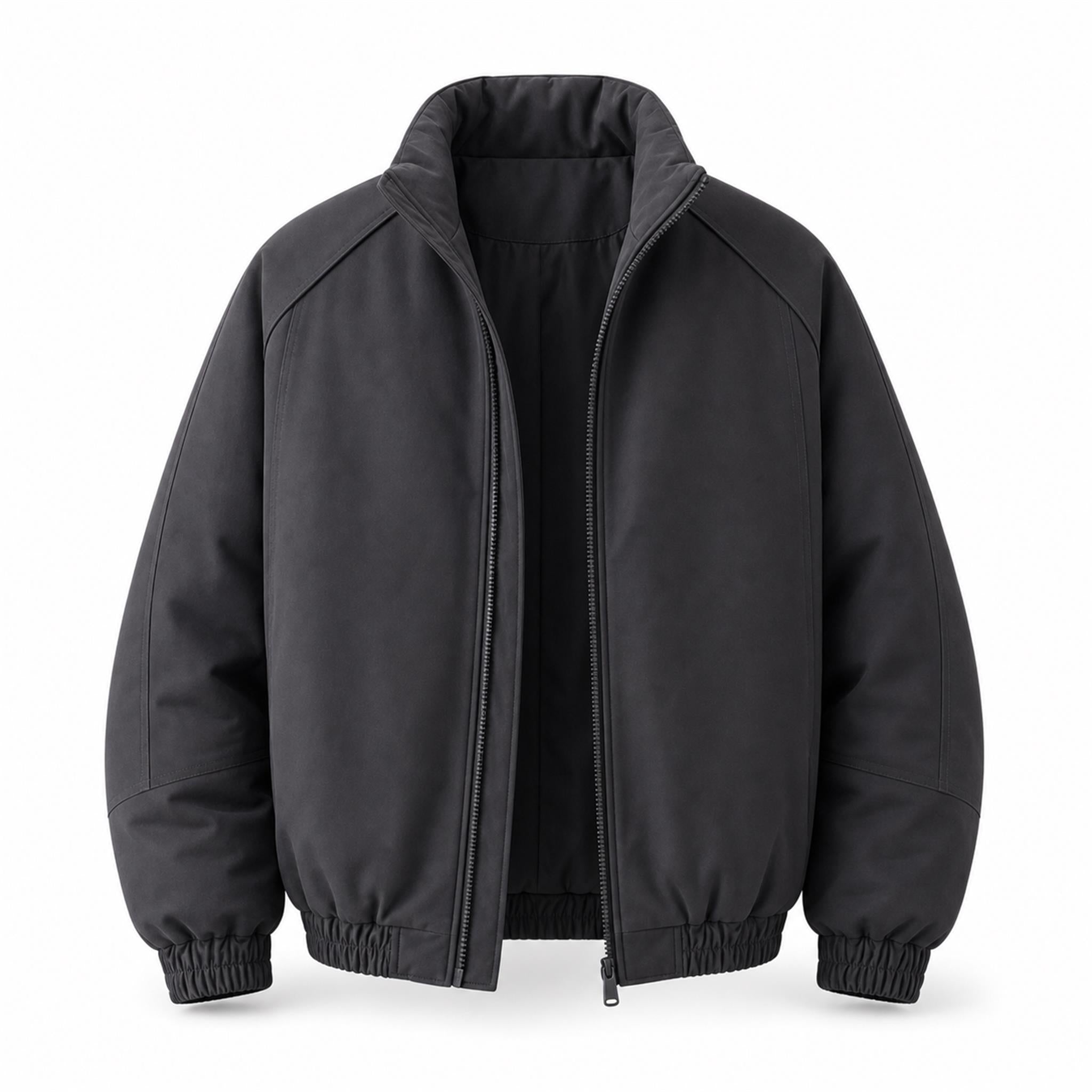 Men's Pleated Studded Collared Jacket in Black, product view