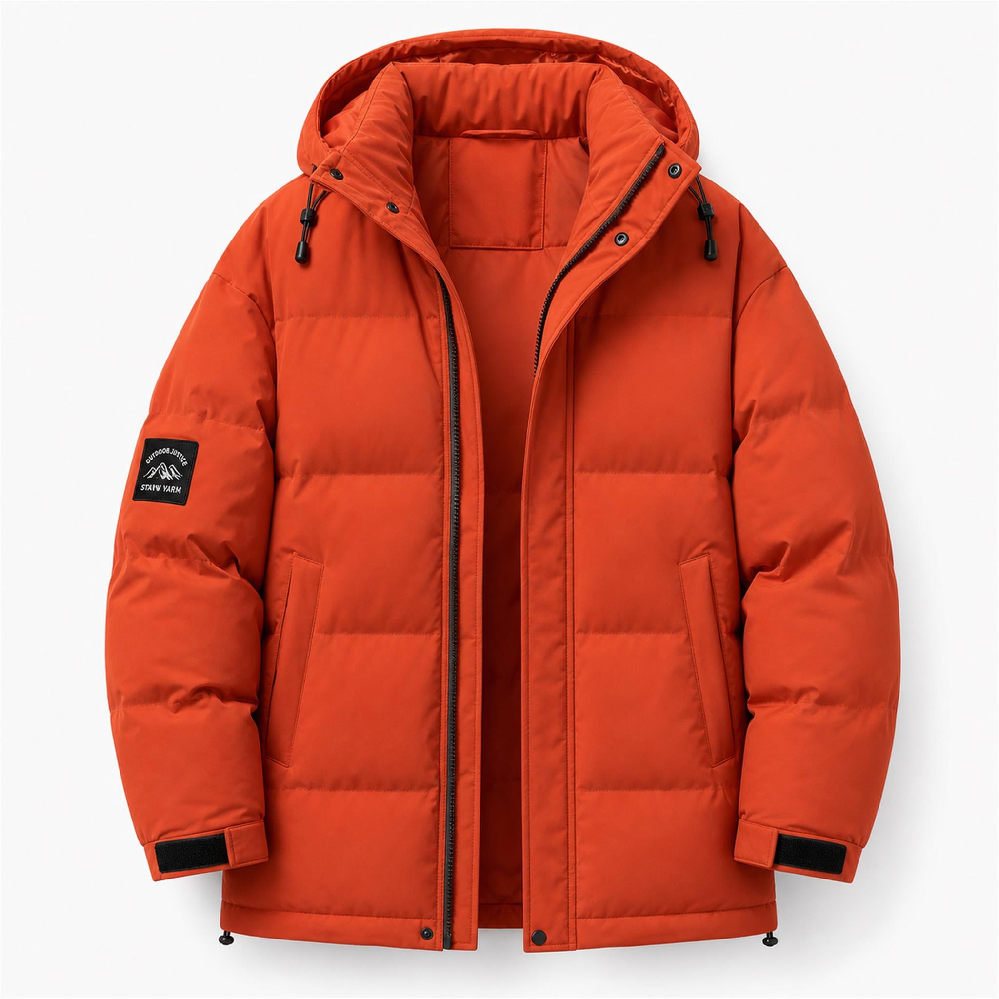 Men's Relaxed Stand-Collar Casual Jacket in Orange Red, product view