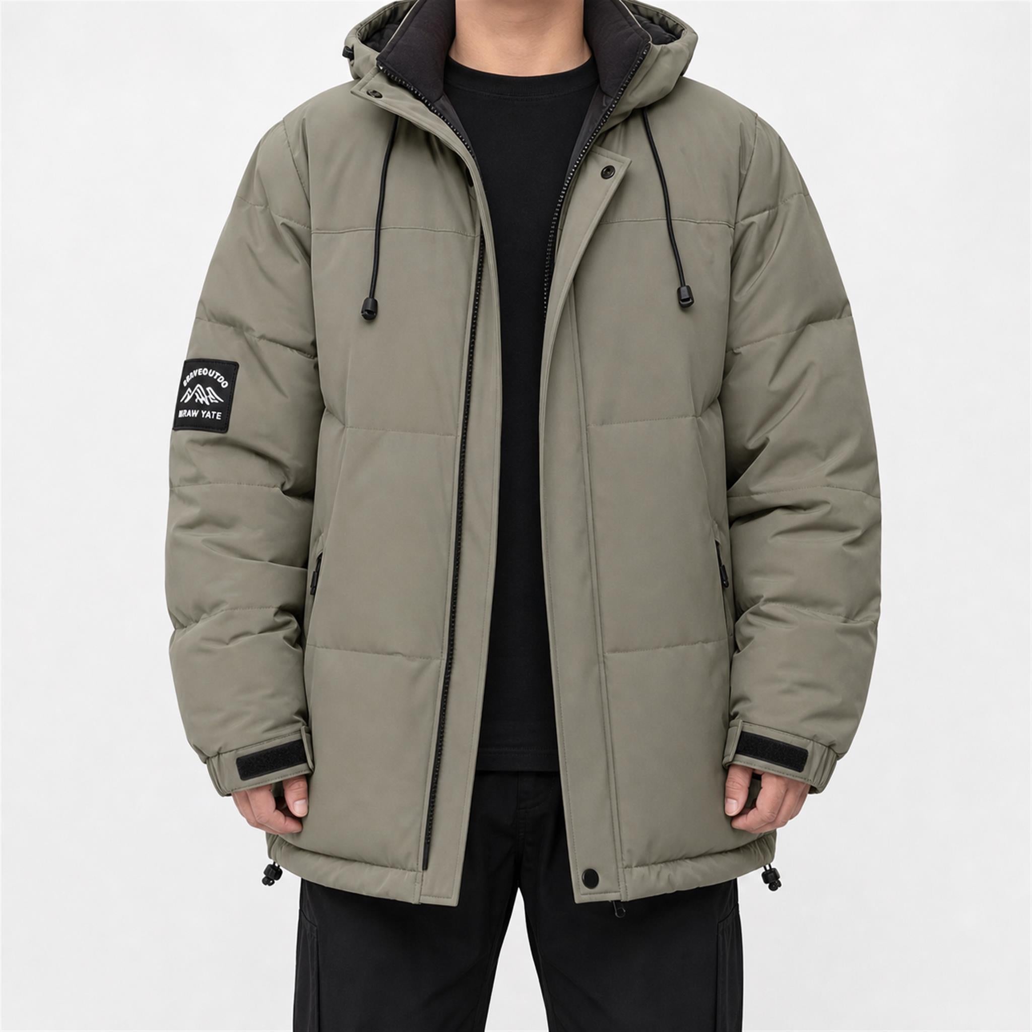 Men's Relaxed Stand-Collar Casual Jacket in Sage Grey, model view