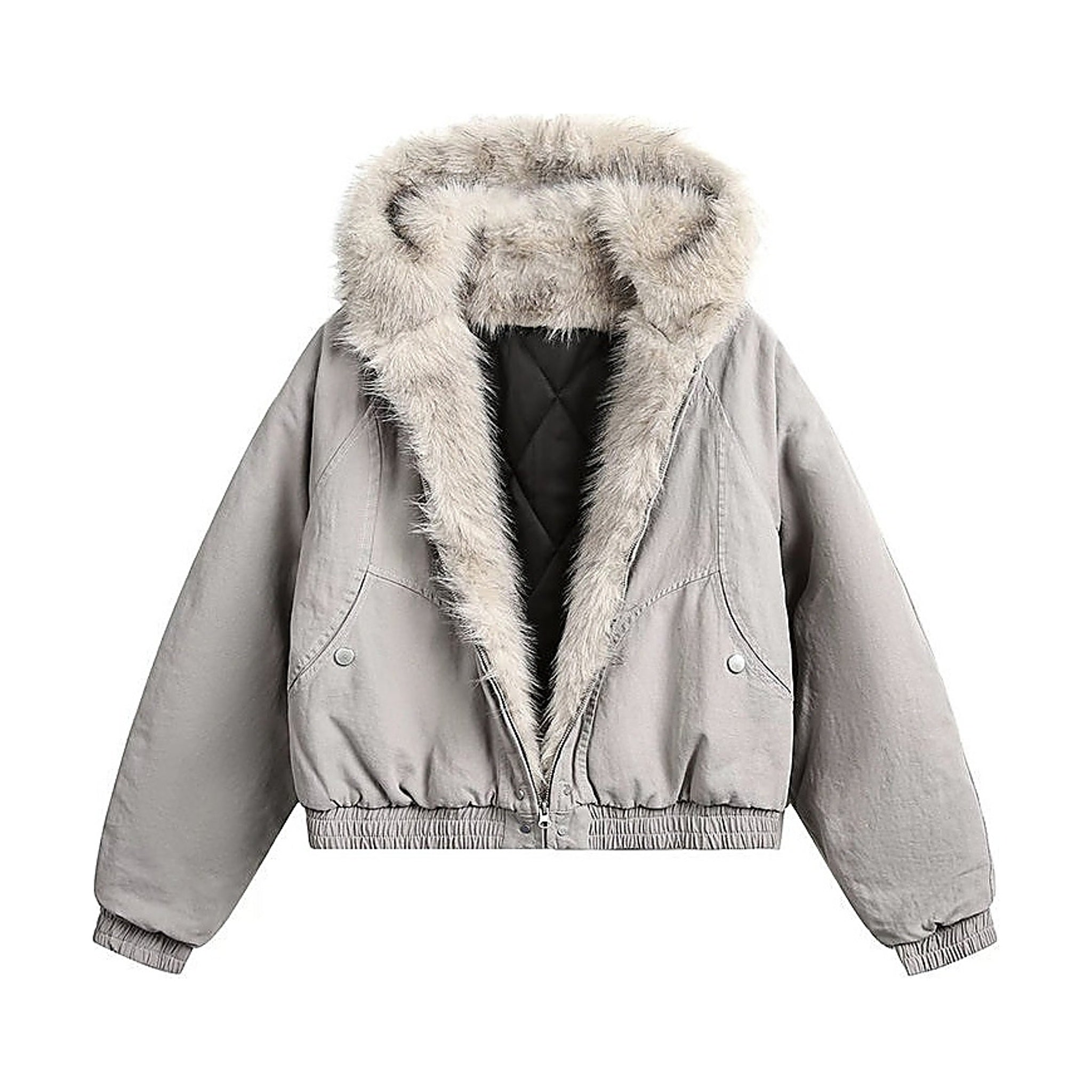 Men's Structured PU Leather Stand-Collar Jacket in Light Grey, product view