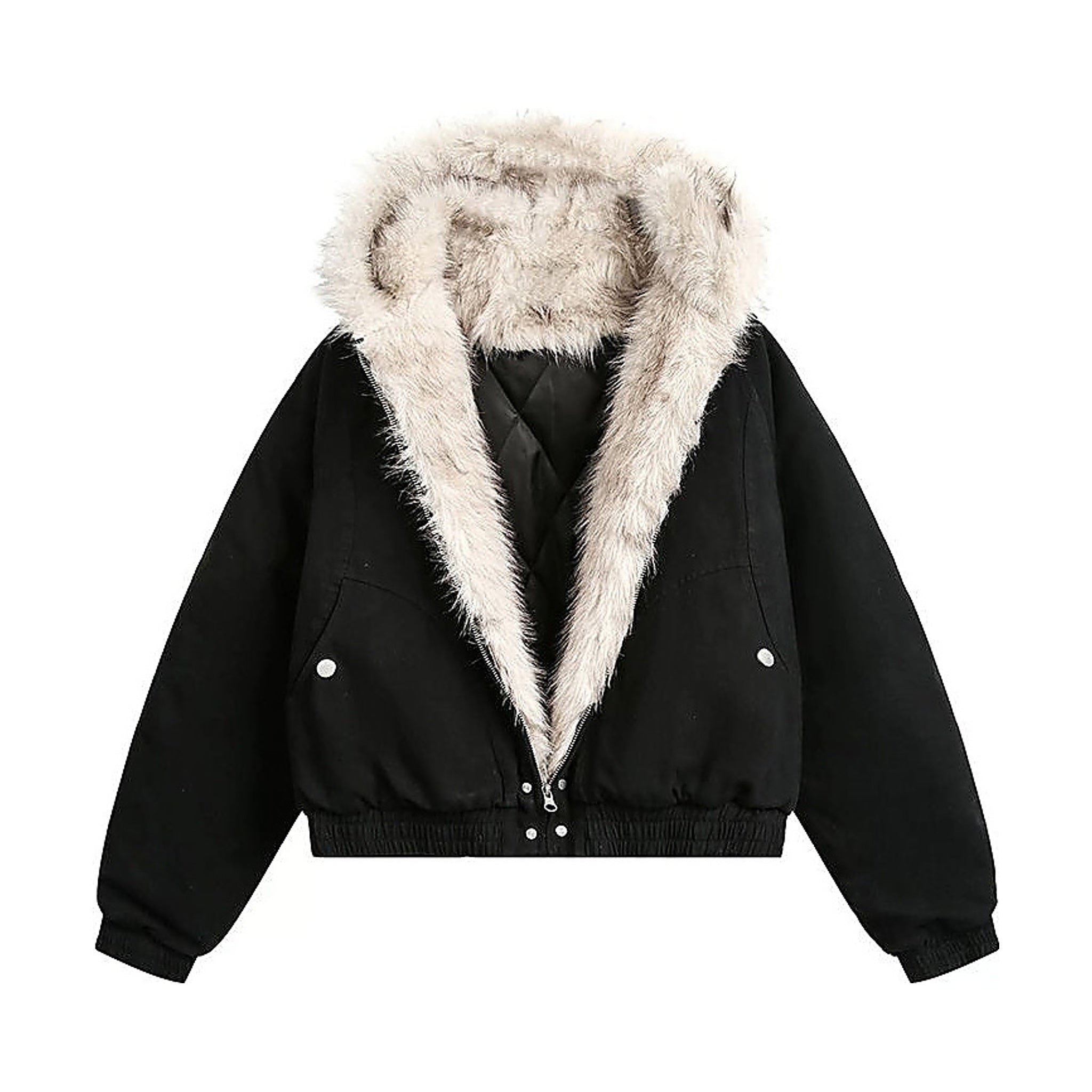 Men's Structured PU Leather Stand-Collar Jacket in Black, product view