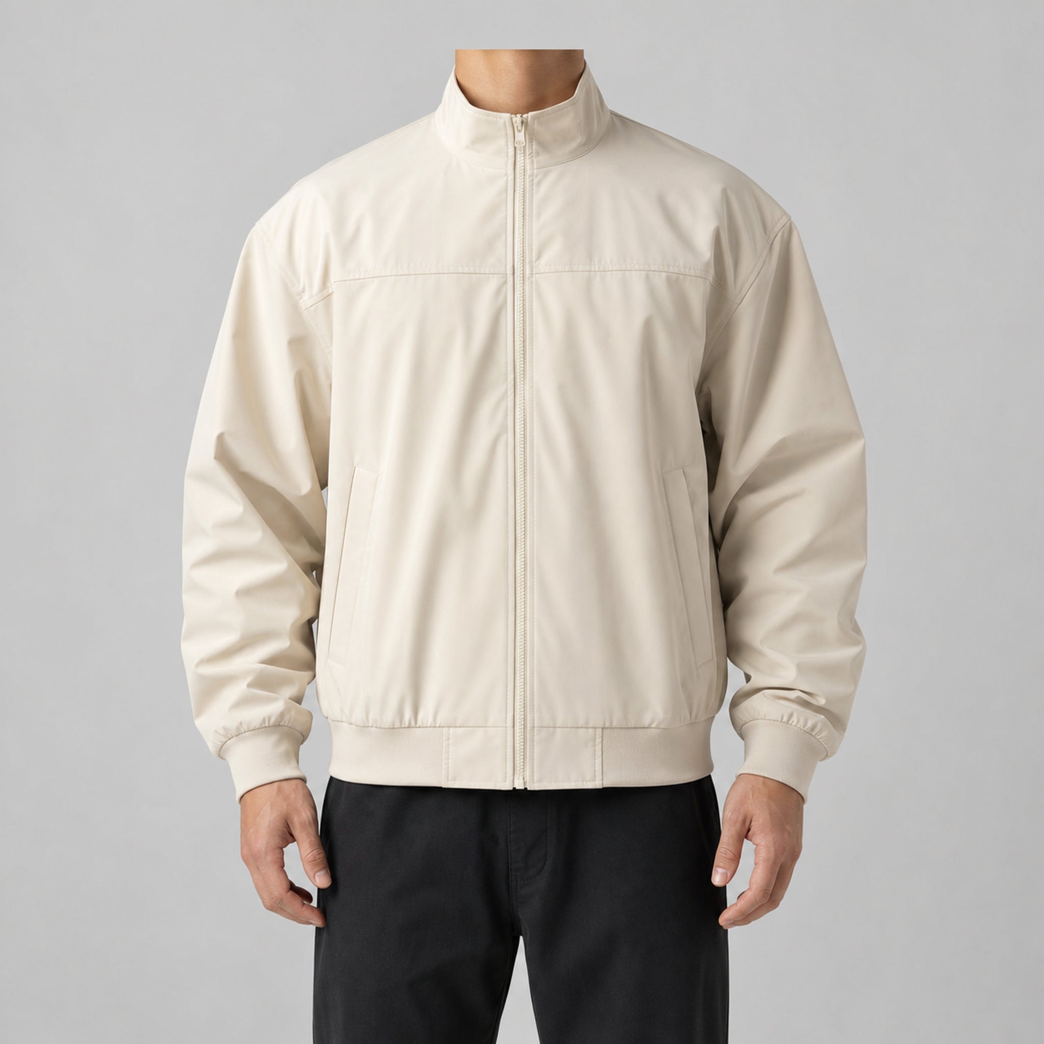 Men's Heavy Water-Resistant Hooded Parka in Ivory, model view
