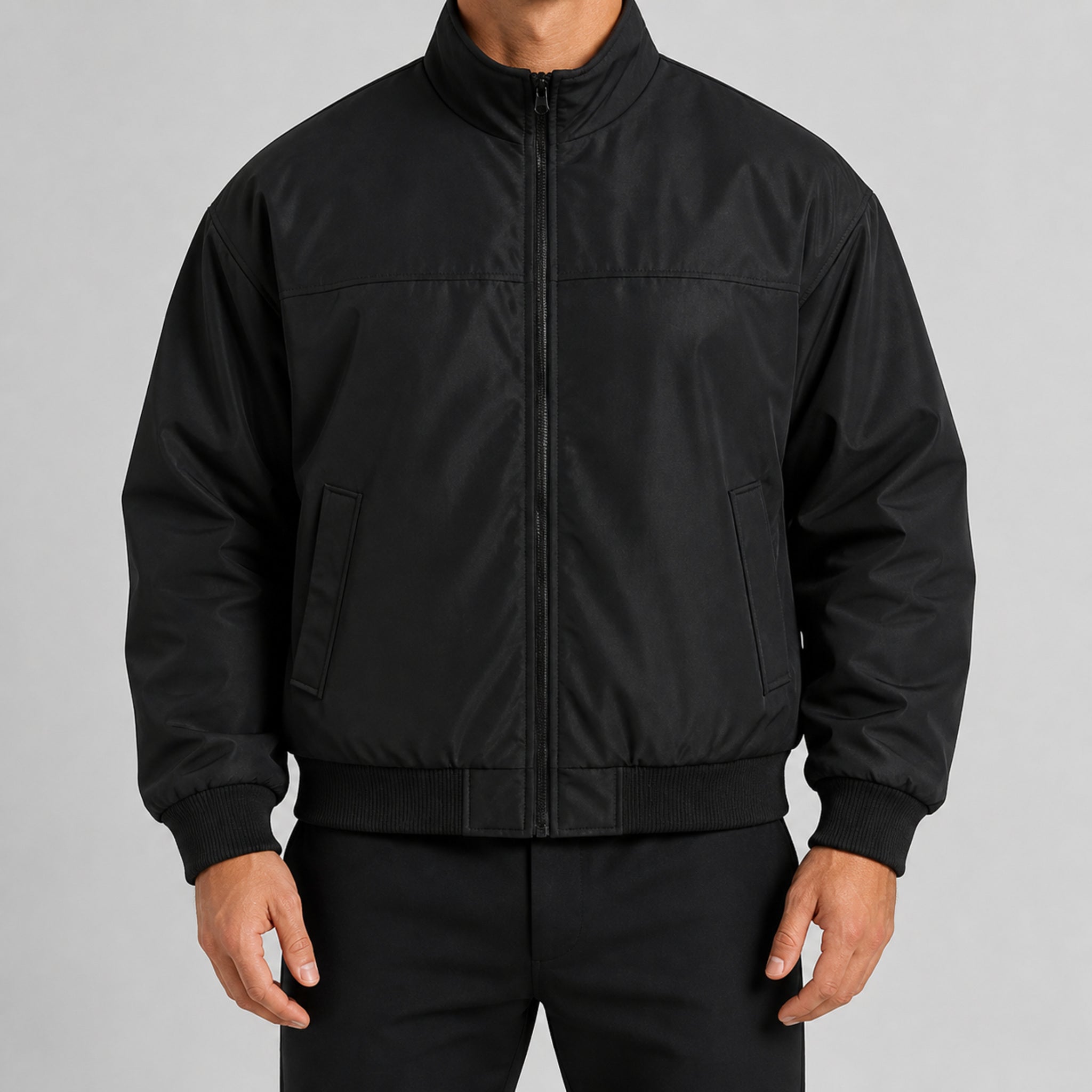 Men's Heavy Water-Resistant Hooded Parka in Black, model view